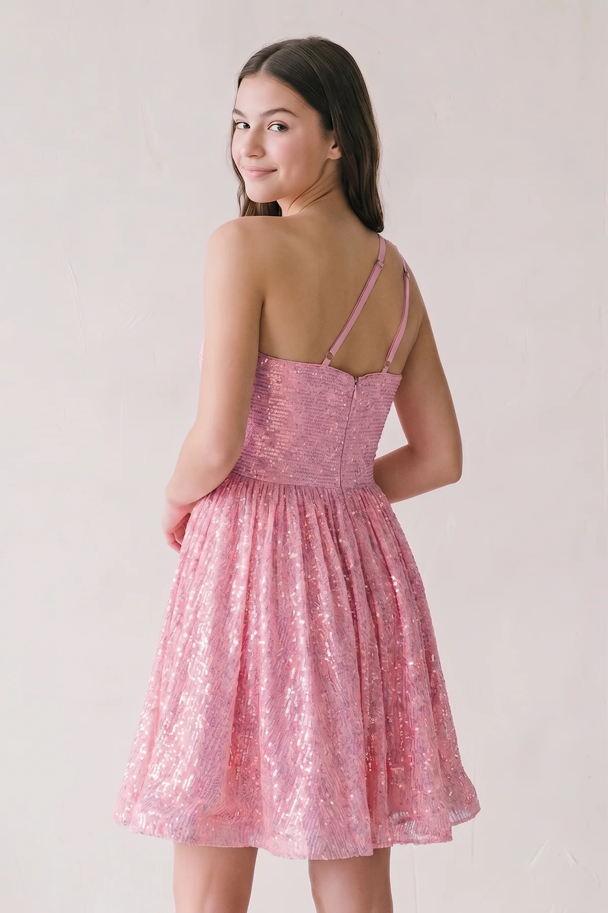 A-Line One Shoulder Sequins Homecoming Dress
