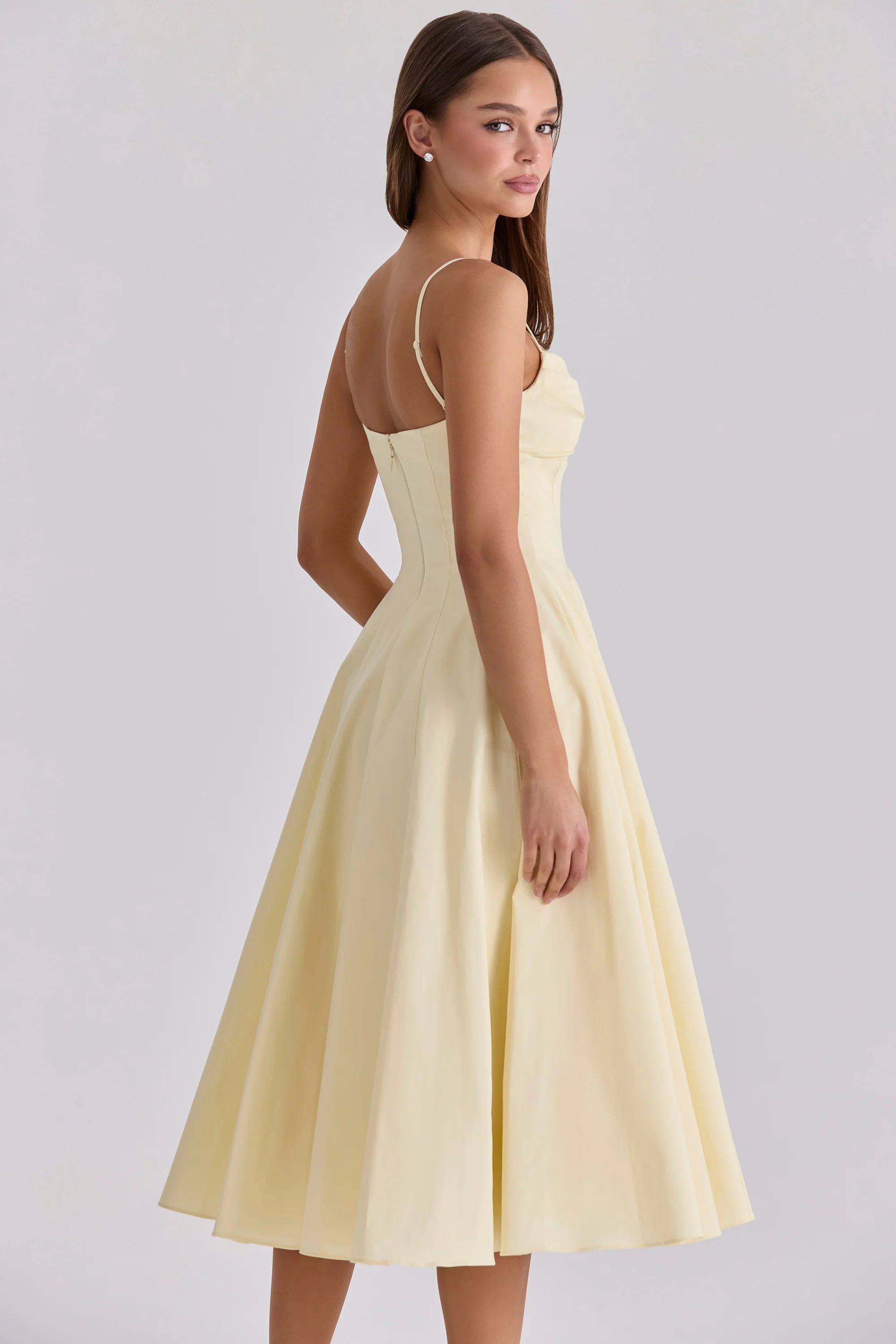 Lemon Cotton Princess Cut  Midi Sundress