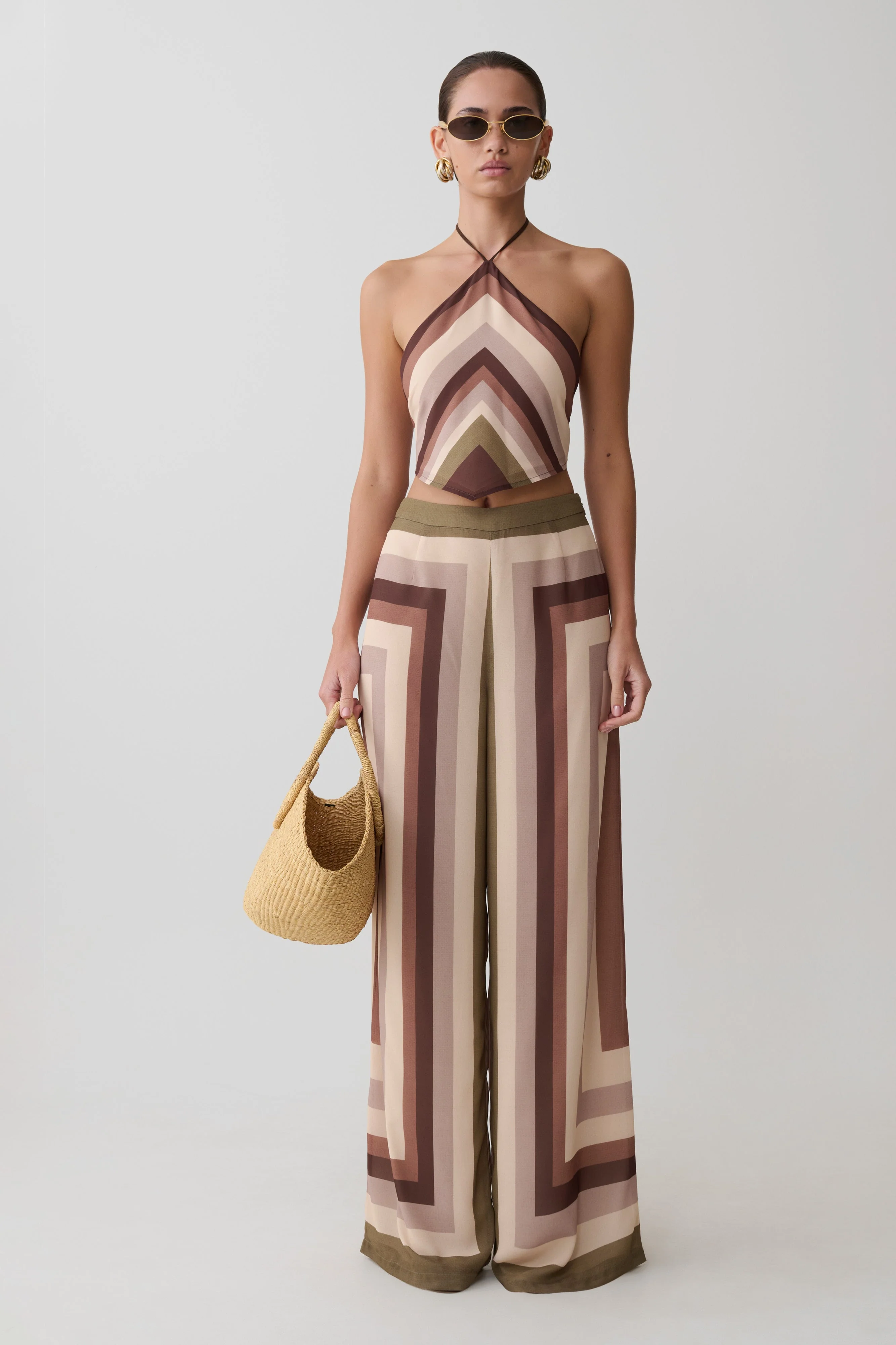 Rachel Chiffon Straight Leg Pants - Multi Stripe