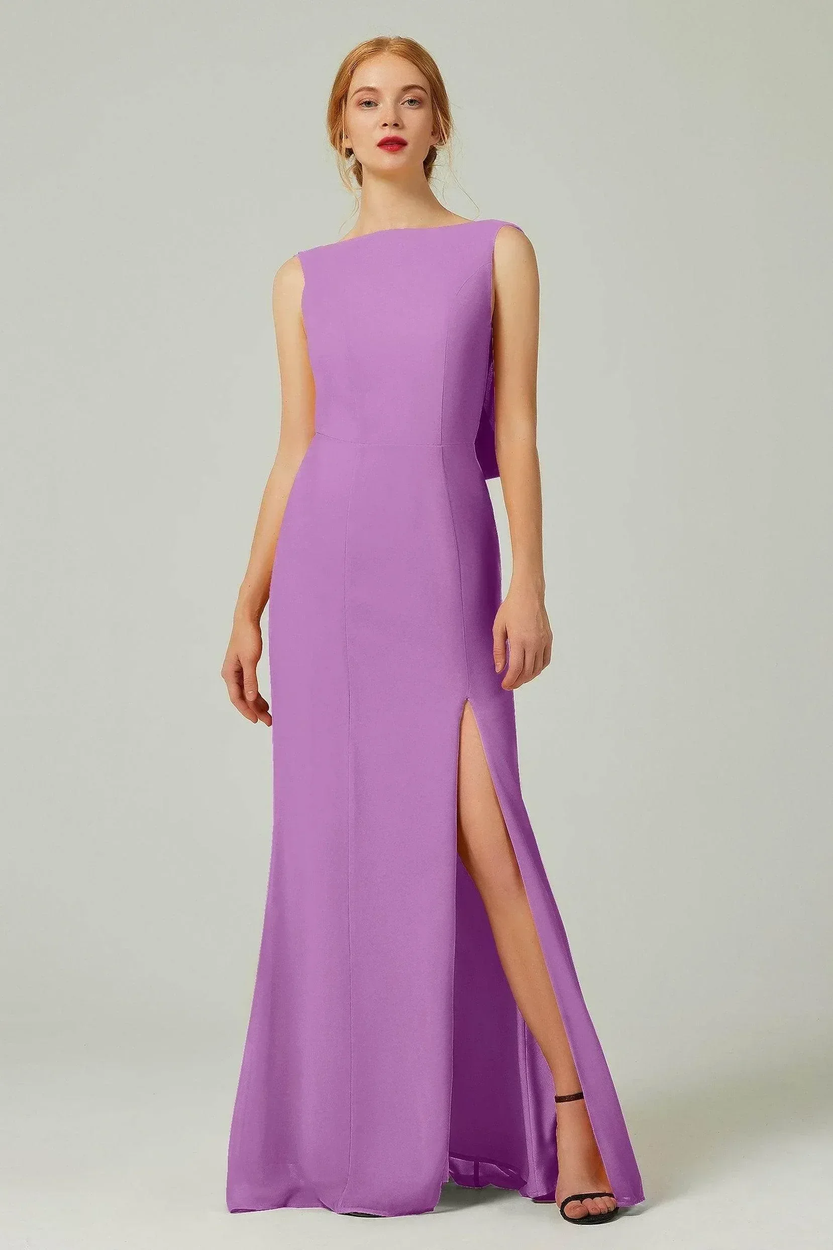 Sheath-Column Sweep-Brush Chiffon Bridesmaid Dress Formal Dresses CB0310