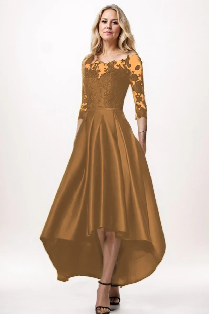 A-Line High-Low Satin Mother Dress CM0244