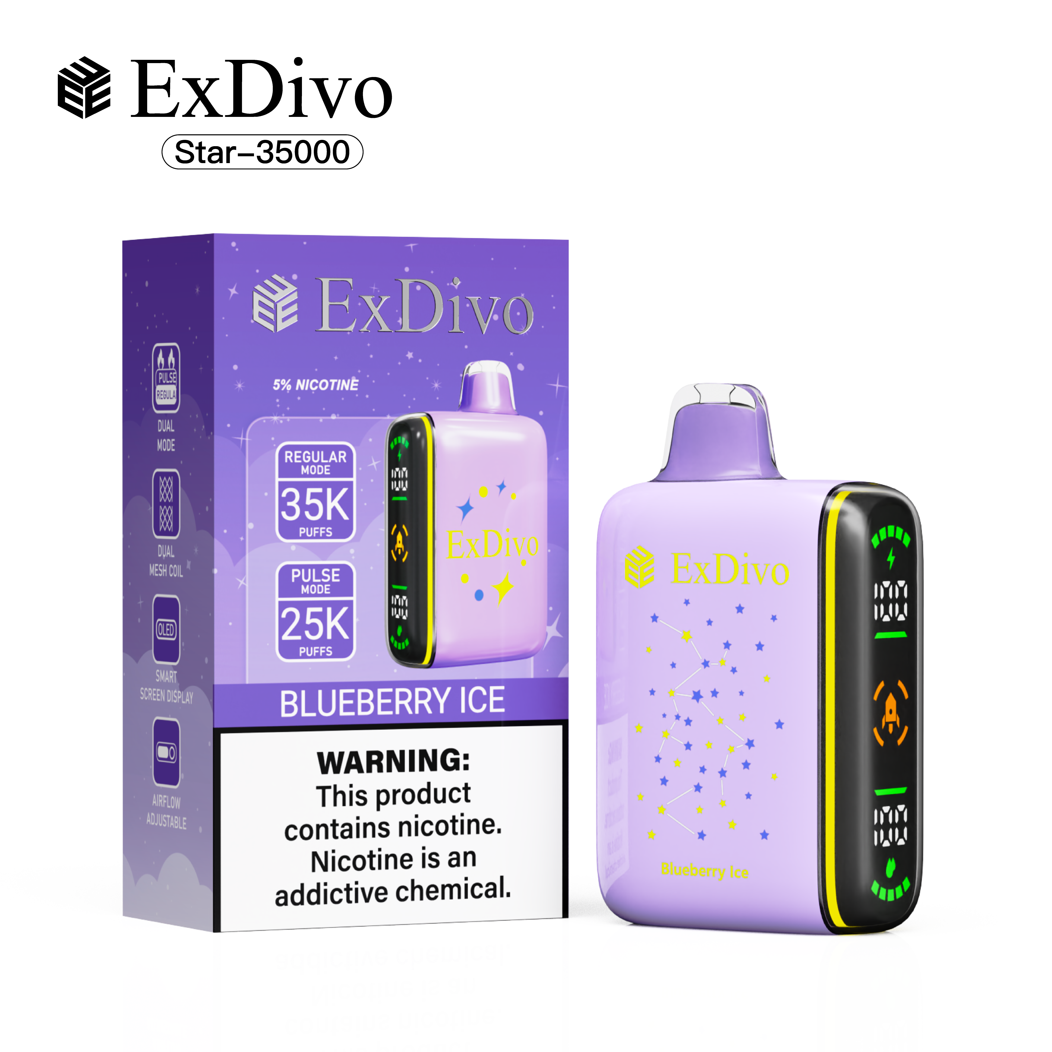 Blueberry Ice - ExDivo INTERSTELLAR 35K Disposable Vape