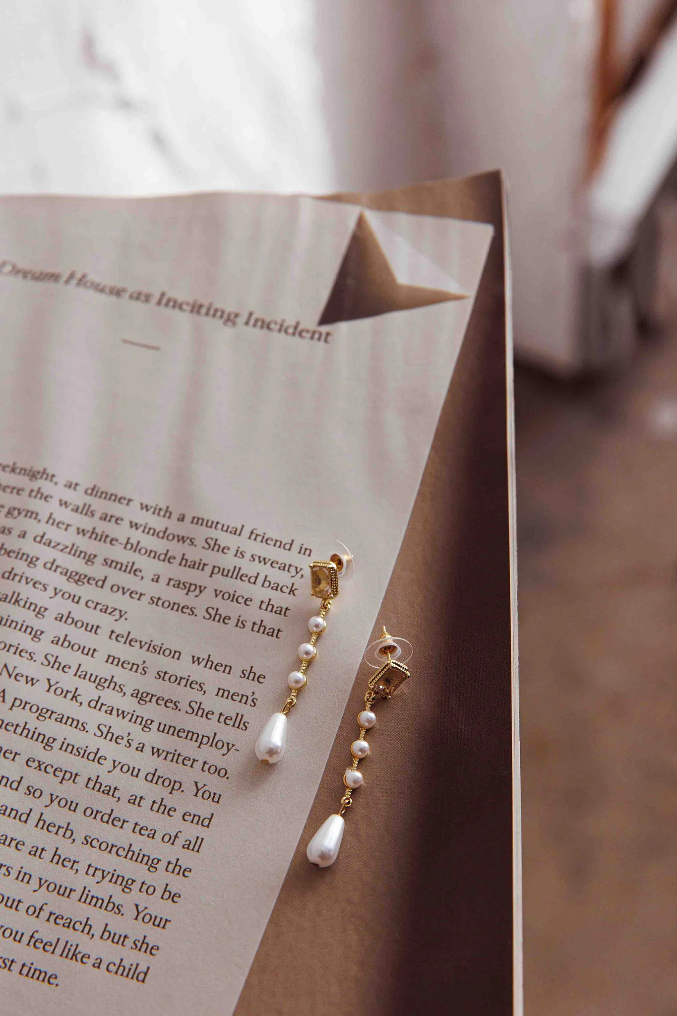 Mercy Pearl & Crystal Drop Earrings Gold