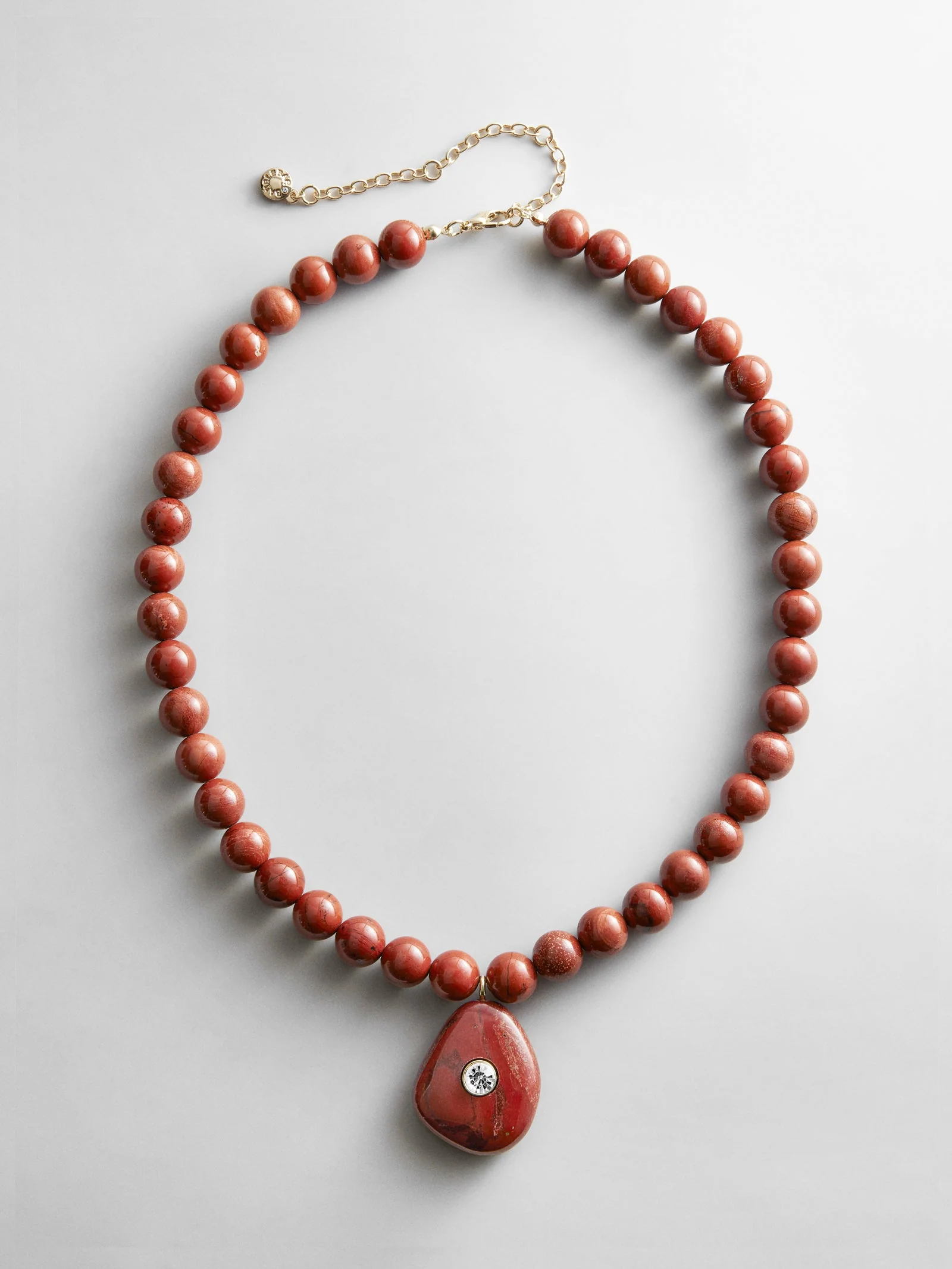 Jamie Semi-Precious Beaded Necklace - Red Jasper/Red Jasper