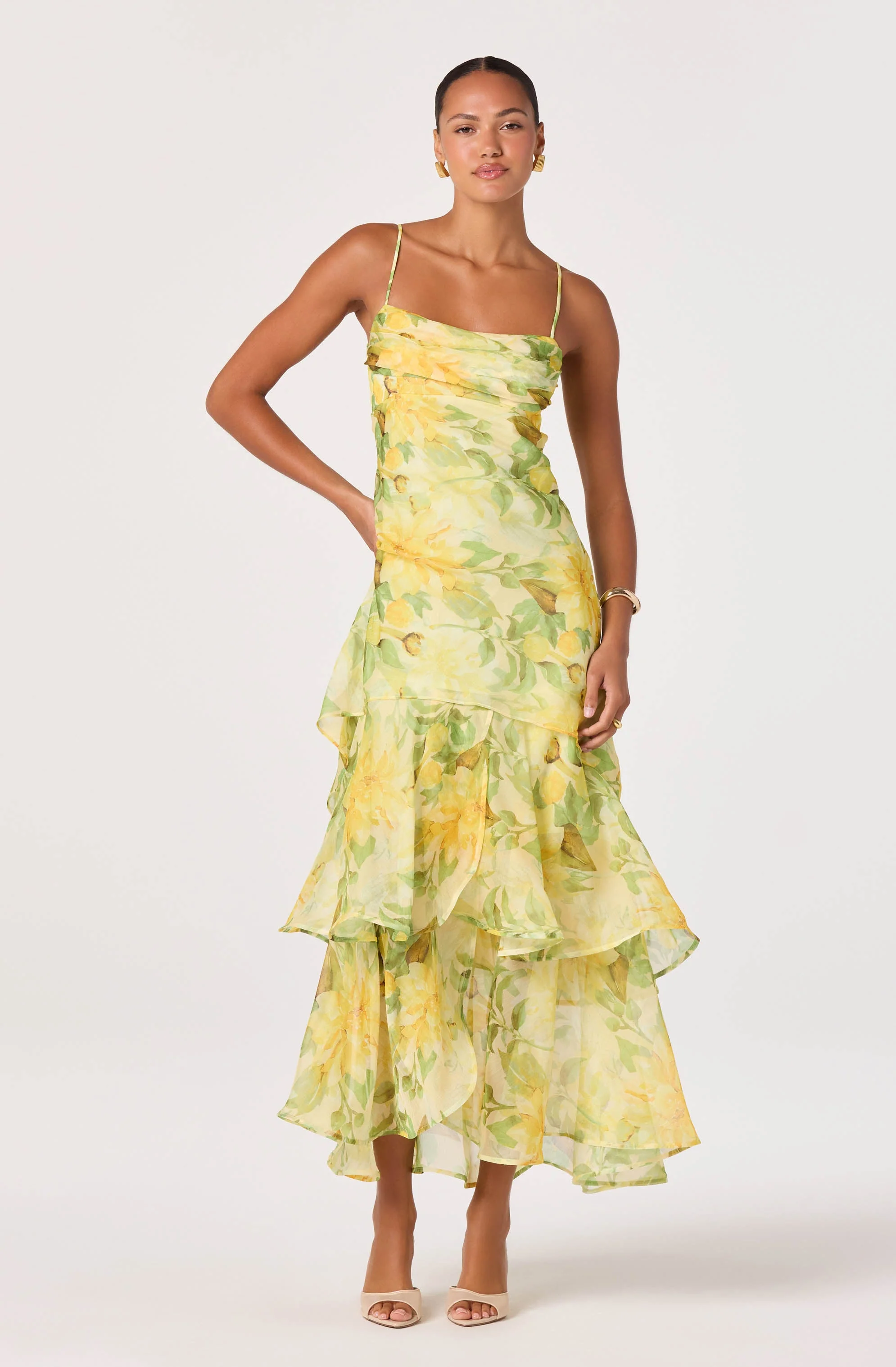 Alison Floral Tiered Drop-Waist Maxi Dress