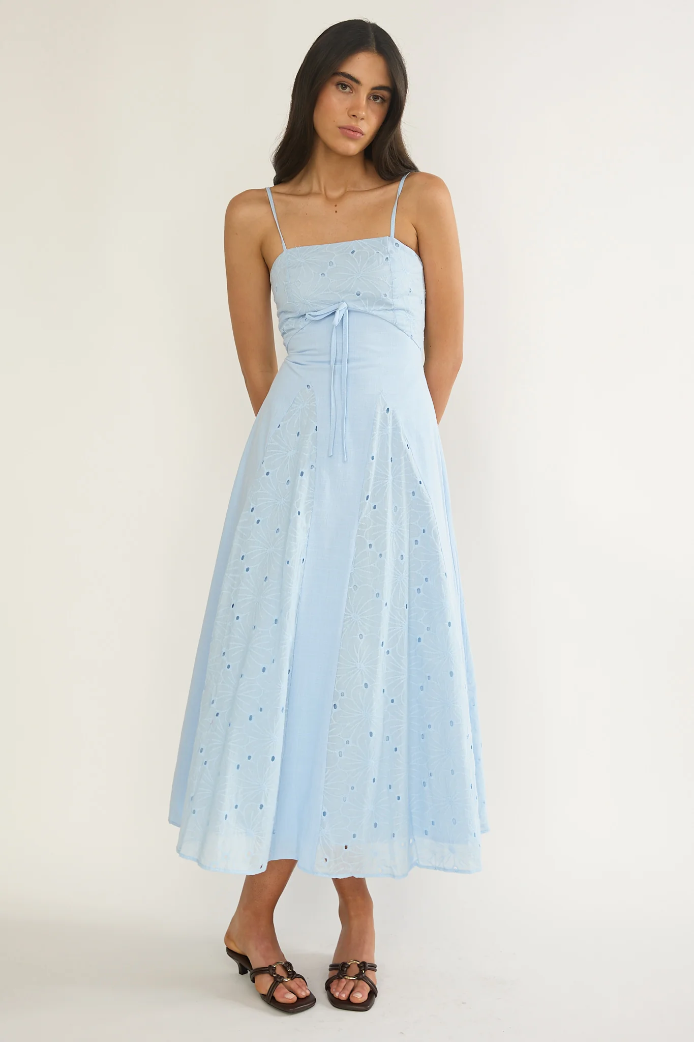 Shaye Embroidery Insert Maxi Dress Blue