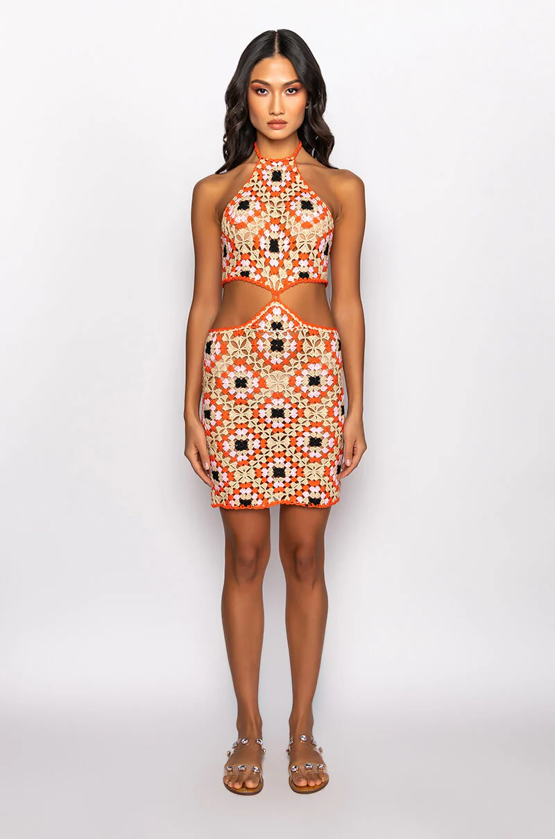 Halter Top Mini Crochet Dress
