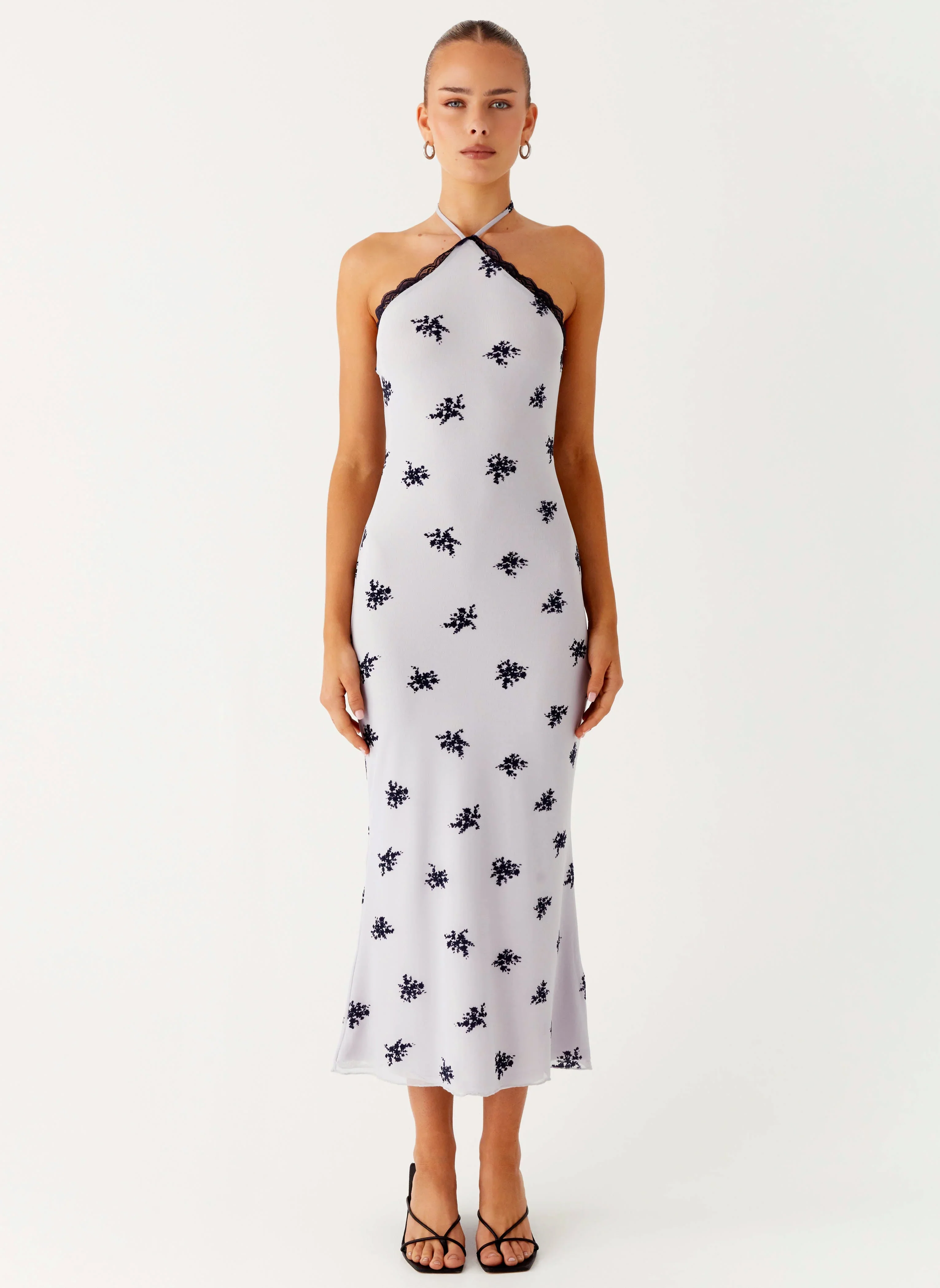 Nestel Flock Halter Midi Dress - Lilac