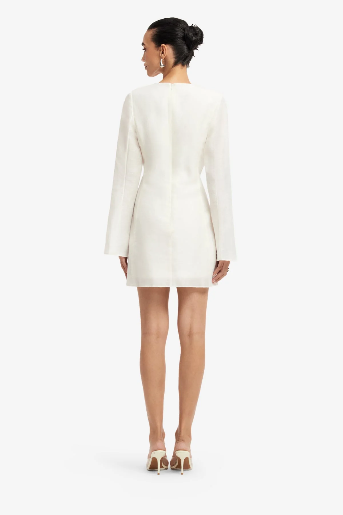 Suzanne Appliqué Bell Sleeve Mini Dress - Snow