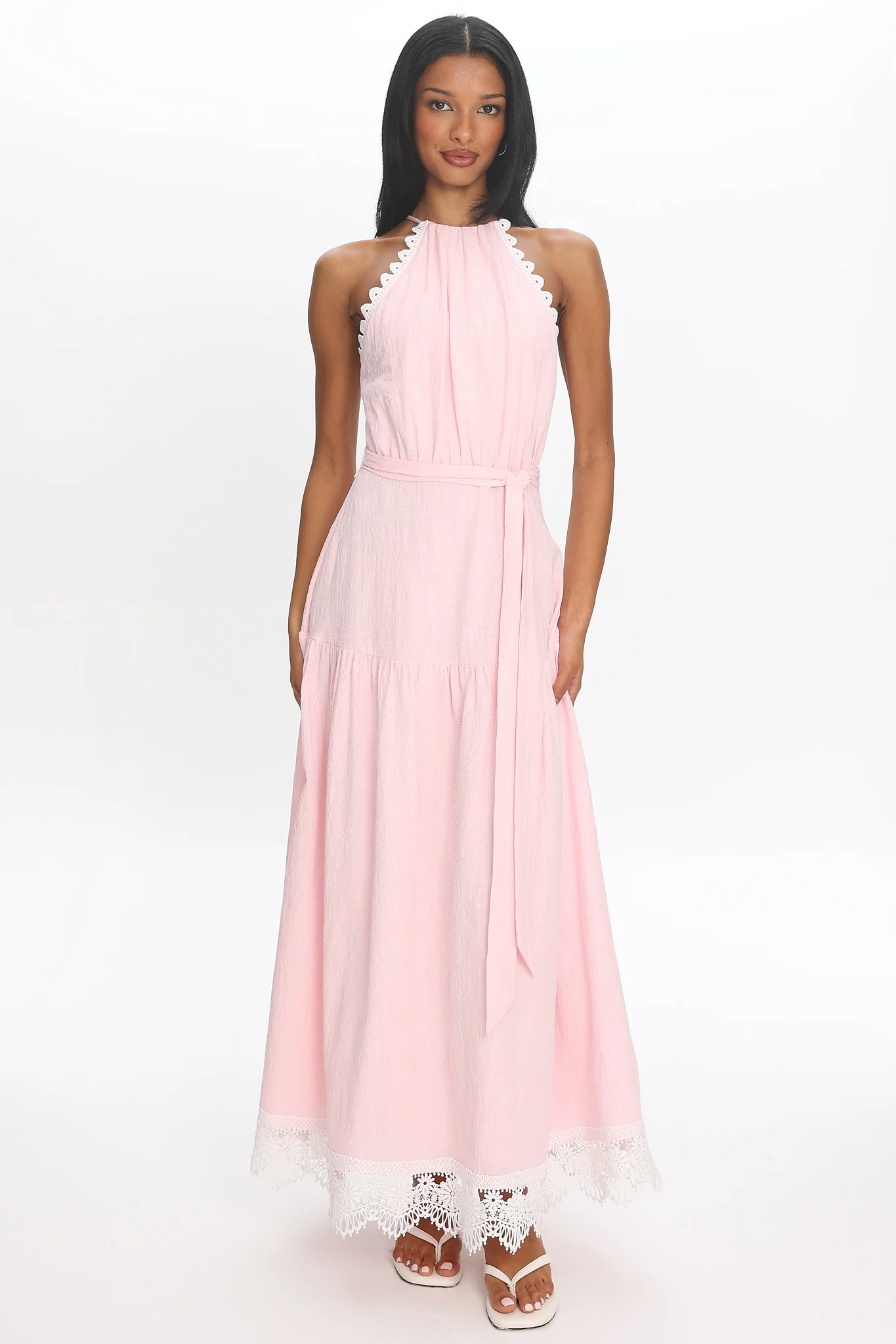 Promise Keeper Crochet Trim Maxi Dress Blush Pink