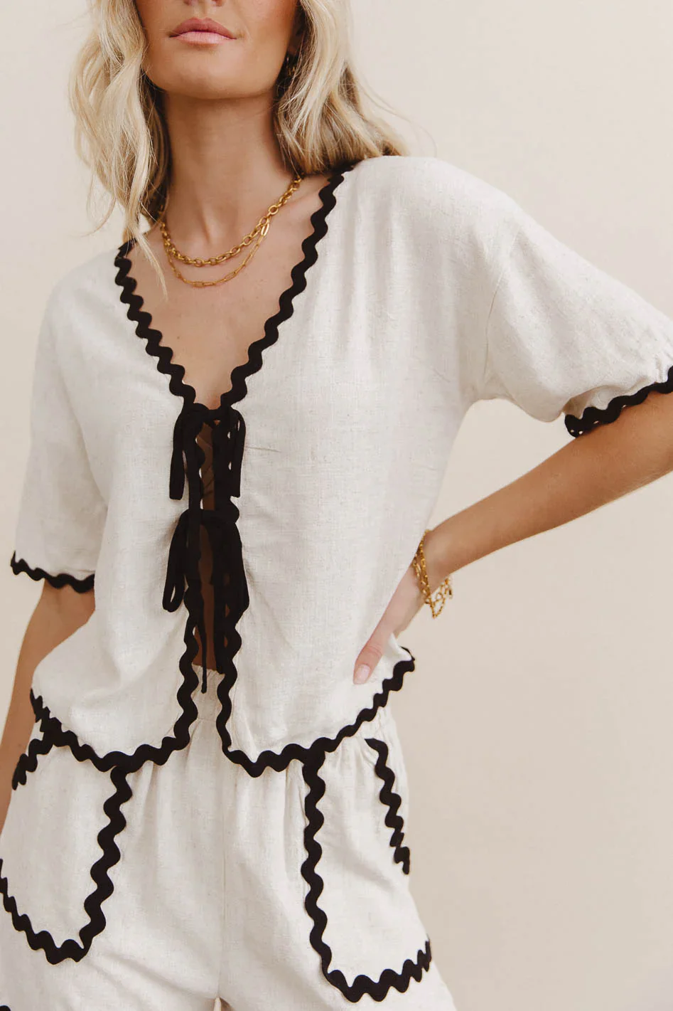 Bailey Ric Rac Tie Front Top