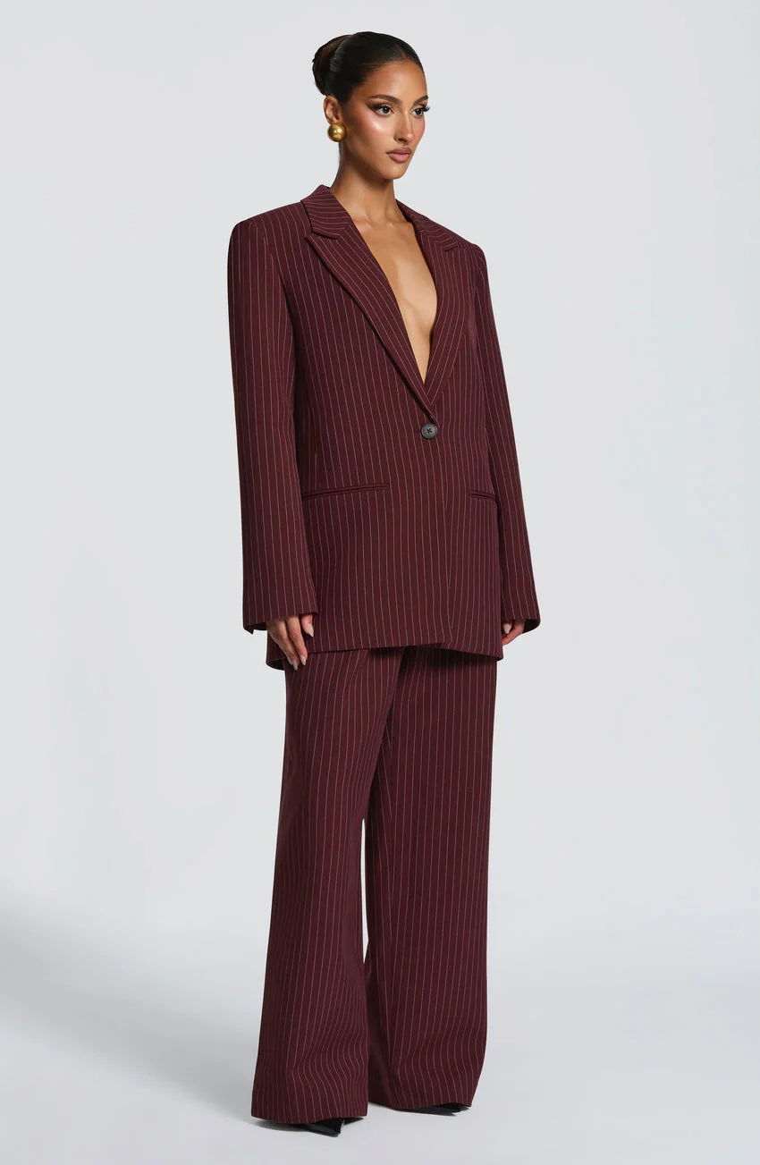 Reece Blazer - Burgundy Pinstripe - luluinthesky