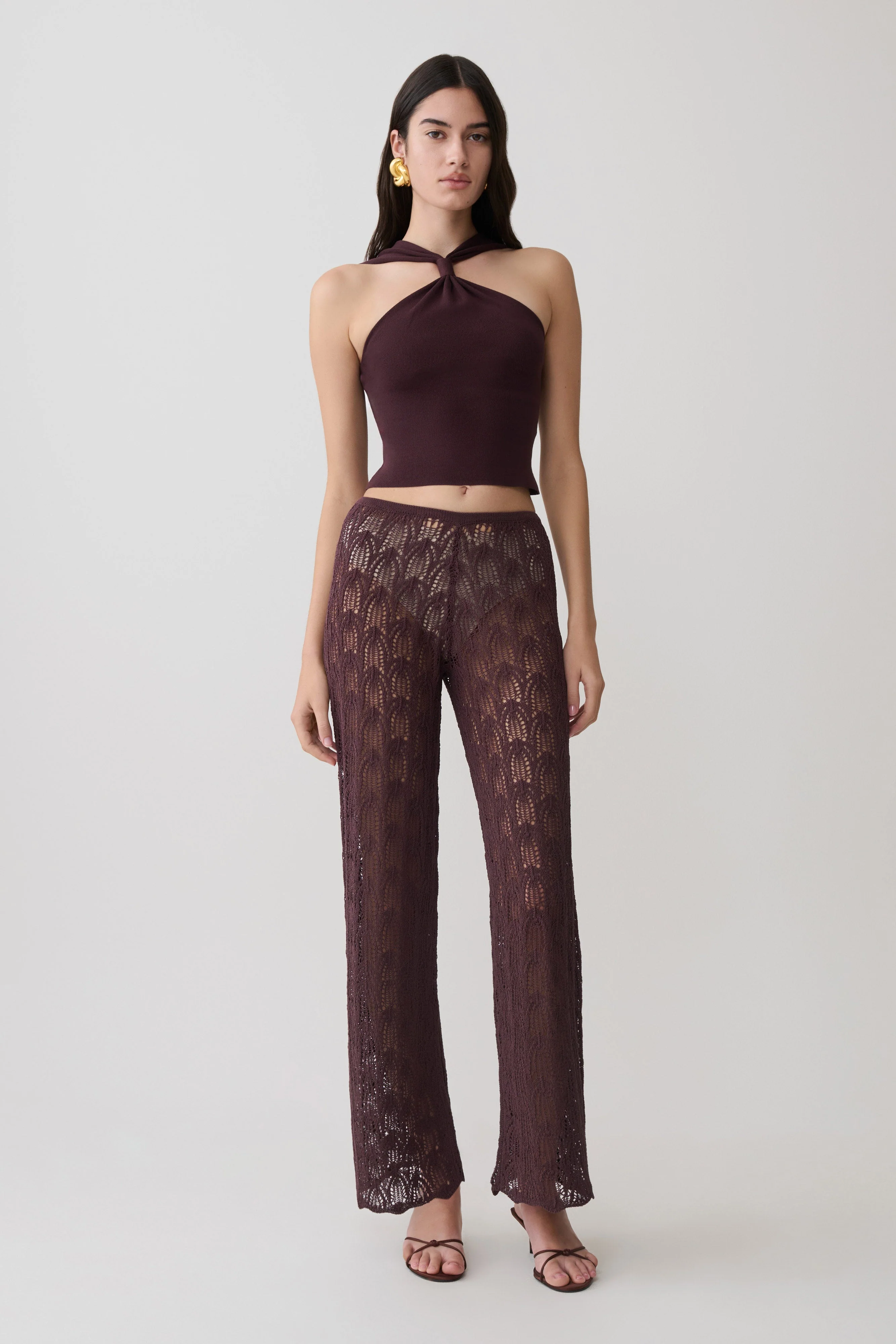 Glinda Crochet Pants - Chocolate