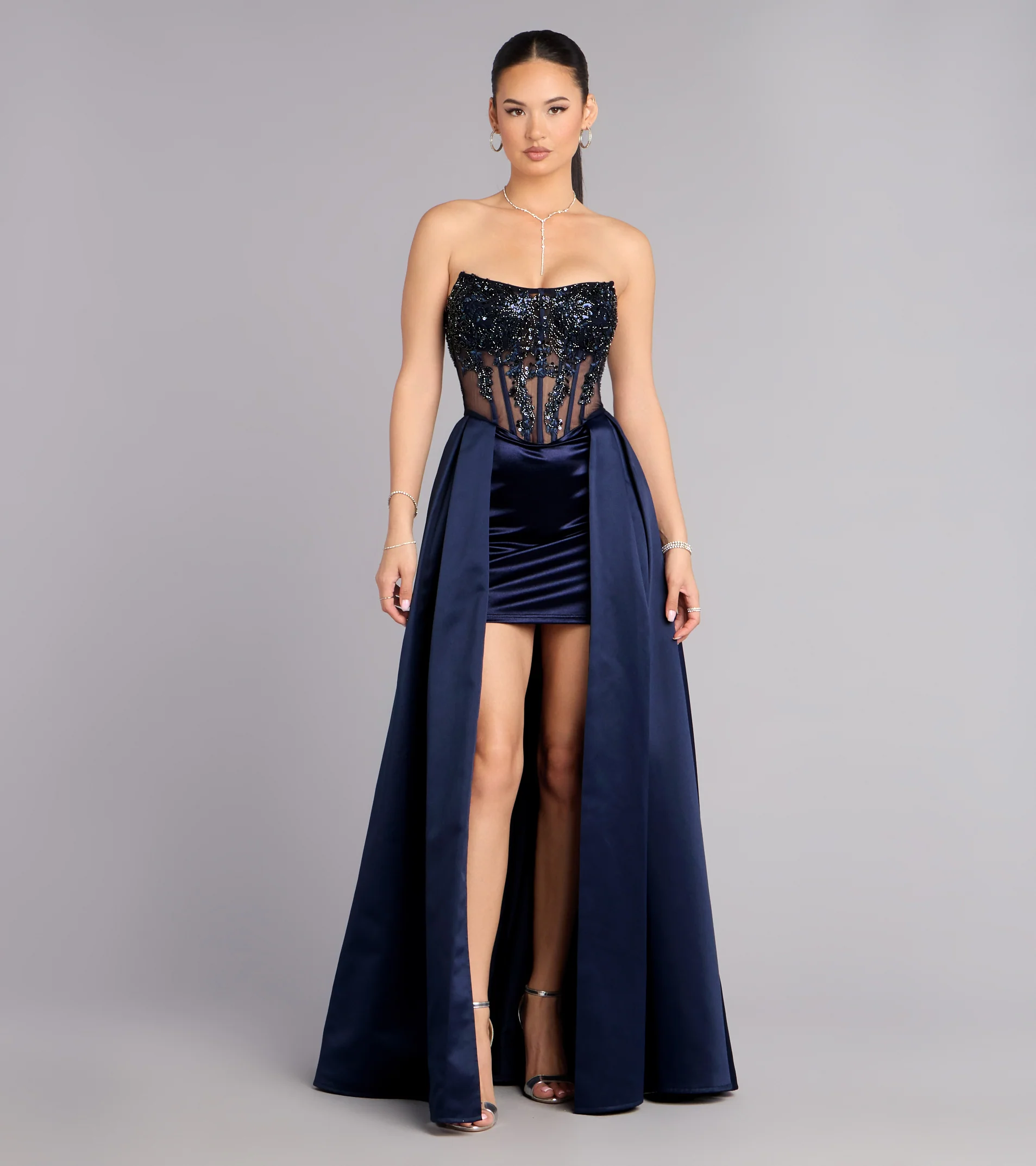 Vivian Satin High Low Formal Dress