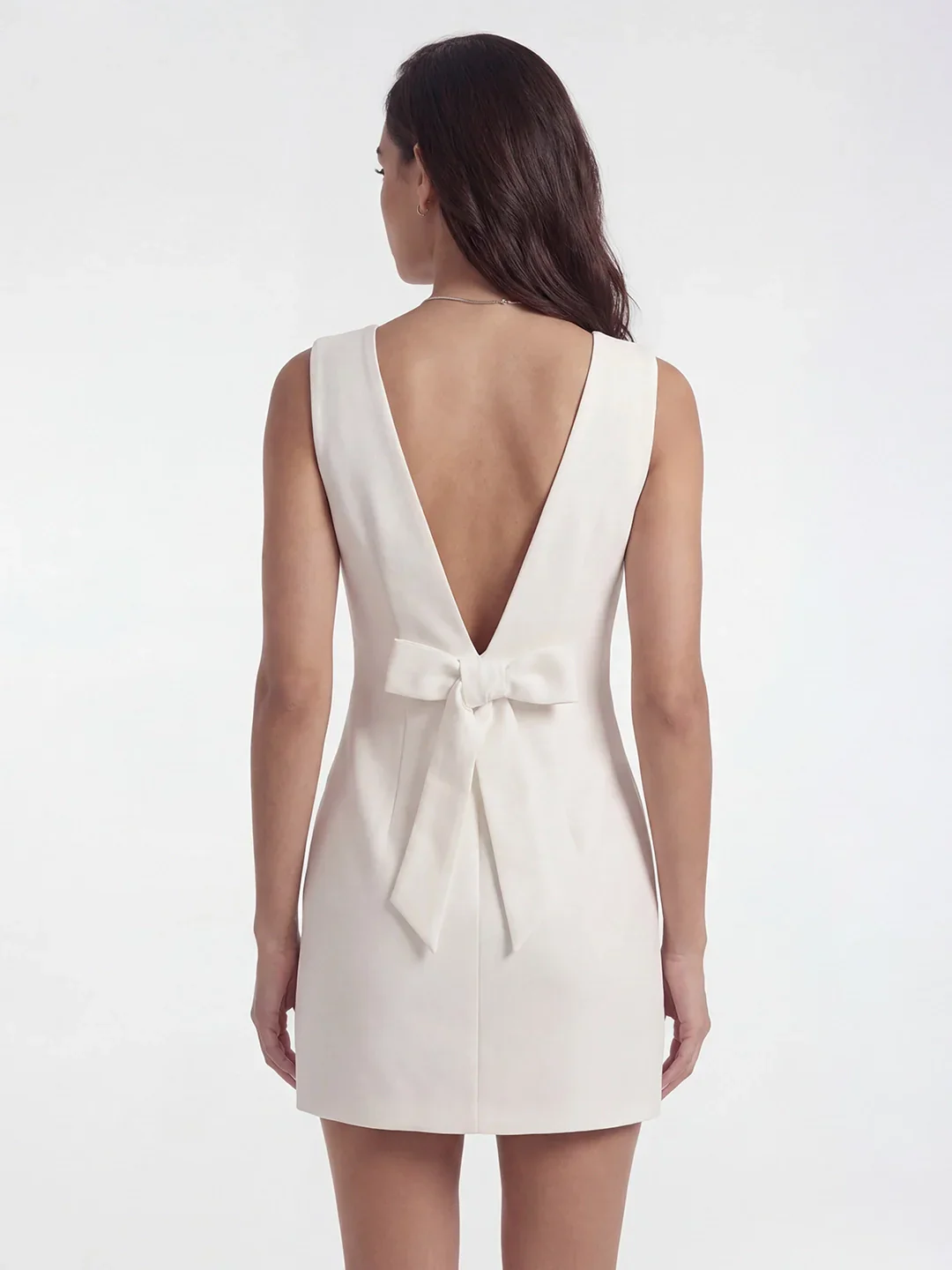 Boatneck Bow Back A-line Mini Dress