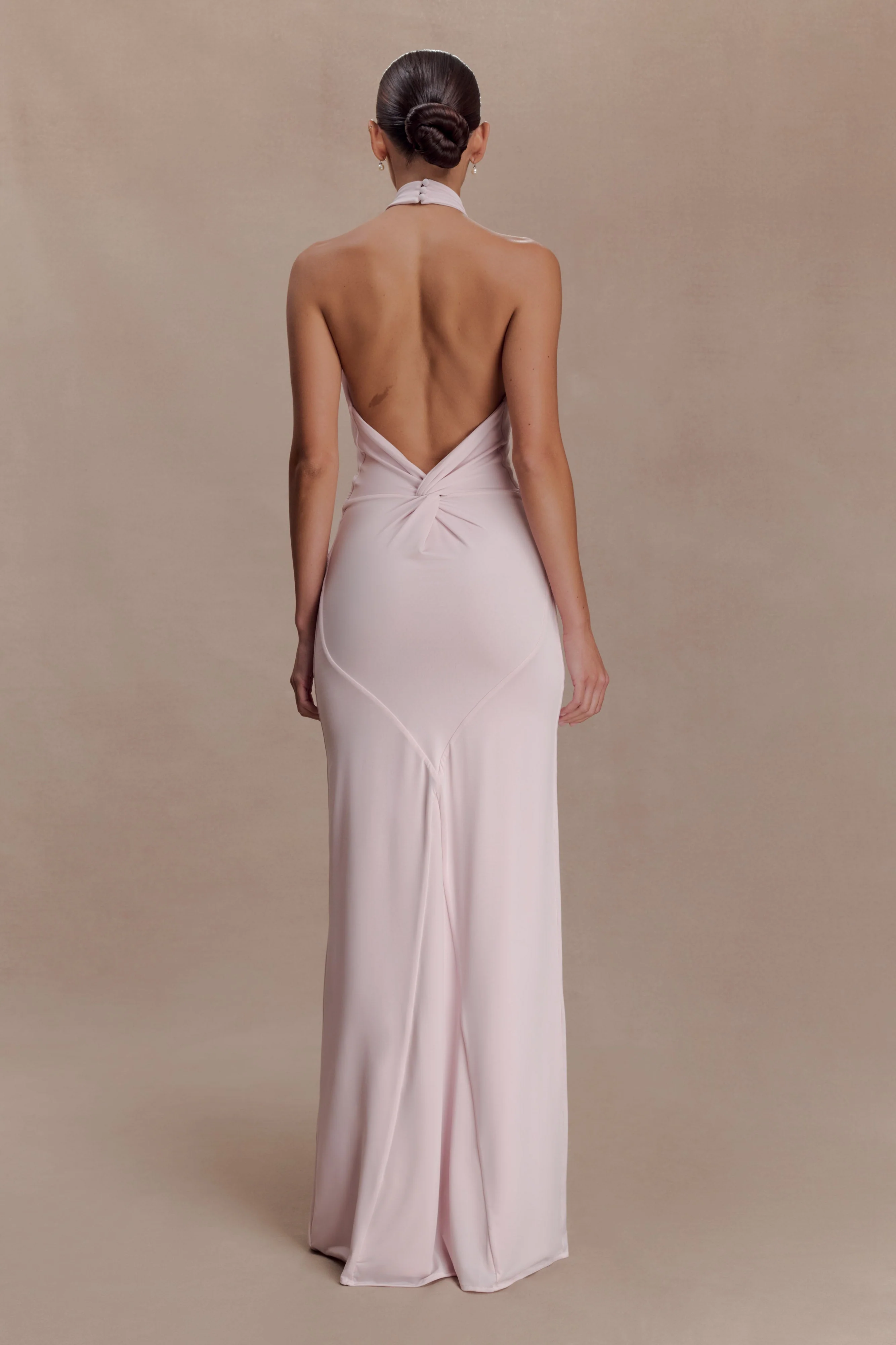 Elyna Slinky Halter Maxi Dress - Pale Pink