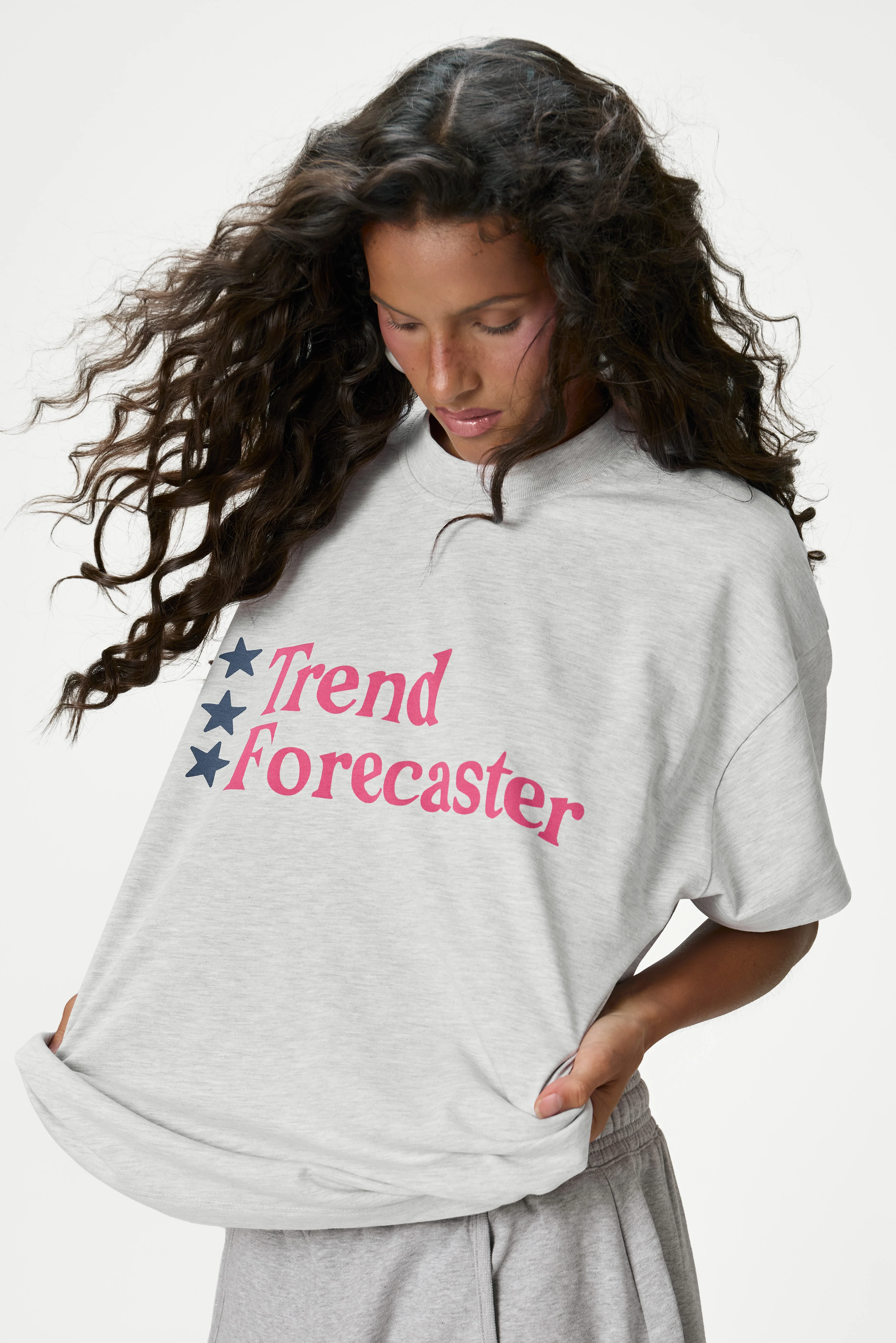 Forecaster Oversized Tee in Grey Marl