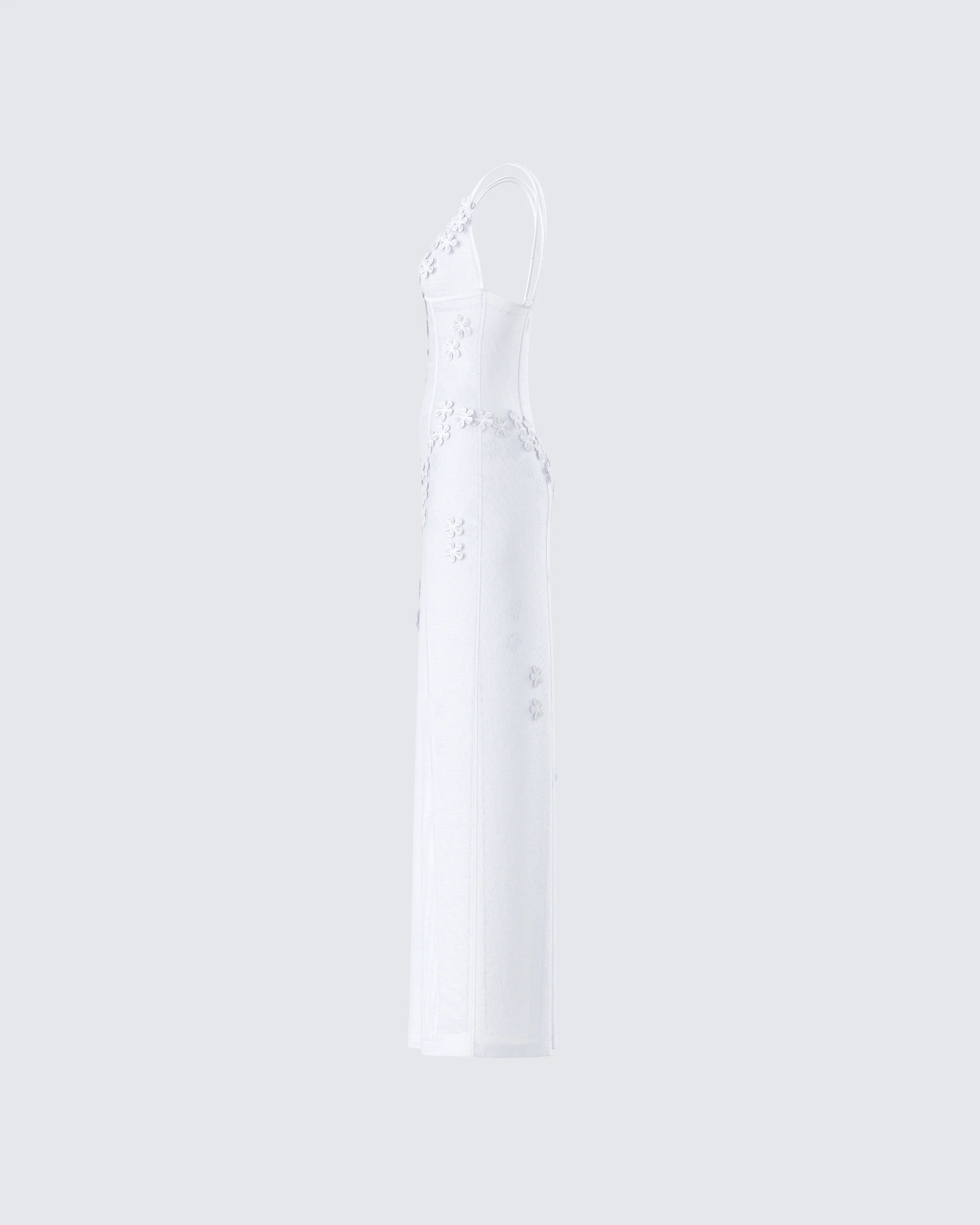 Twyla White Floral Mesh Maxi Dress
