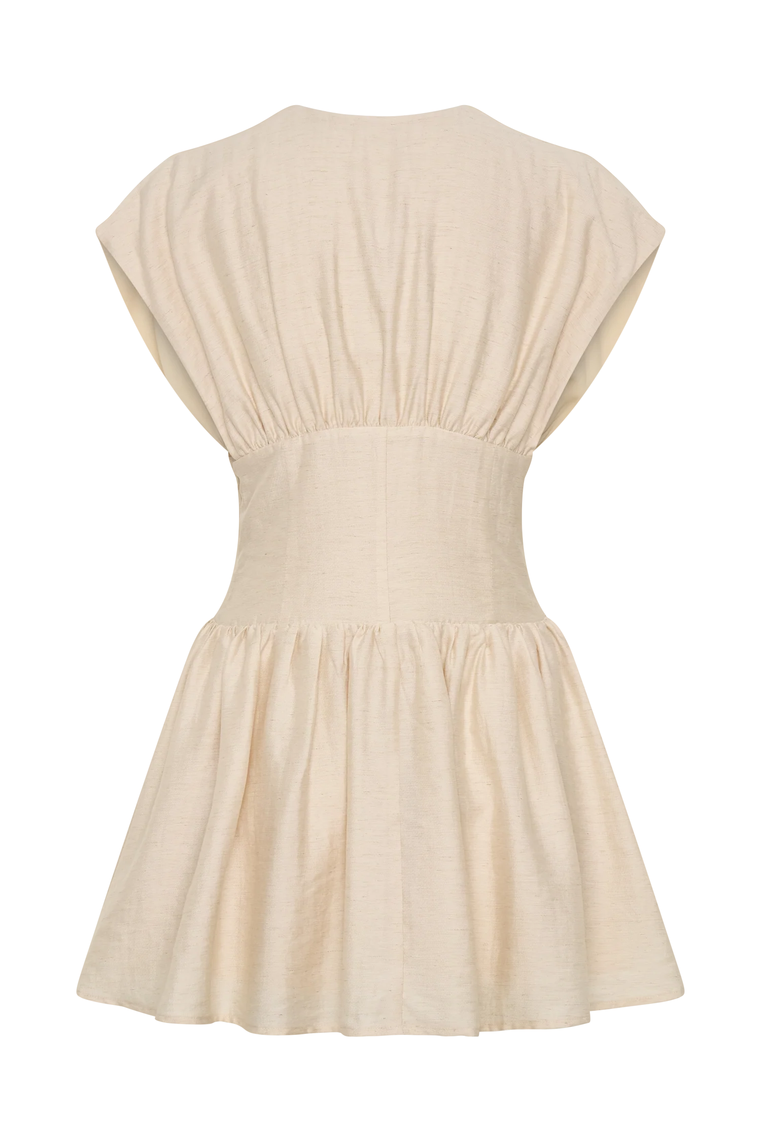Arabella Cinched Waist Linen Mini Dress - Natural