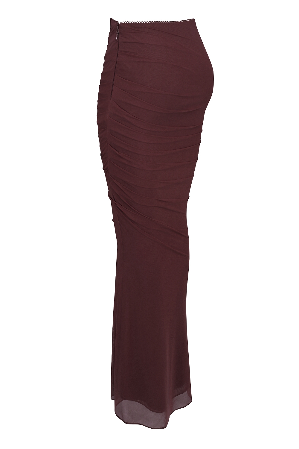 Cabernet Fluted Hem Mesh Maxi Skirt