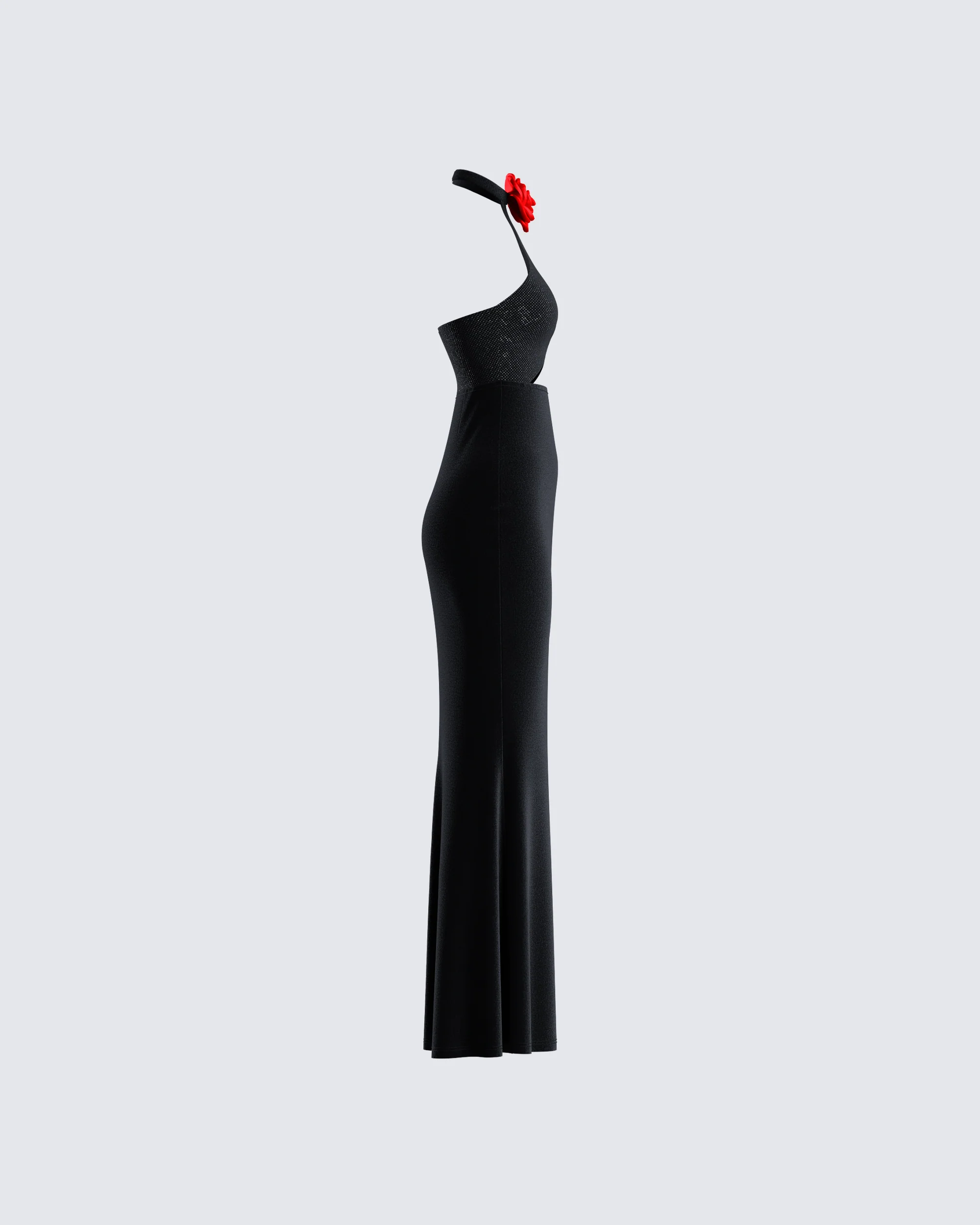Nala Black Rhinestone Velvet Gown