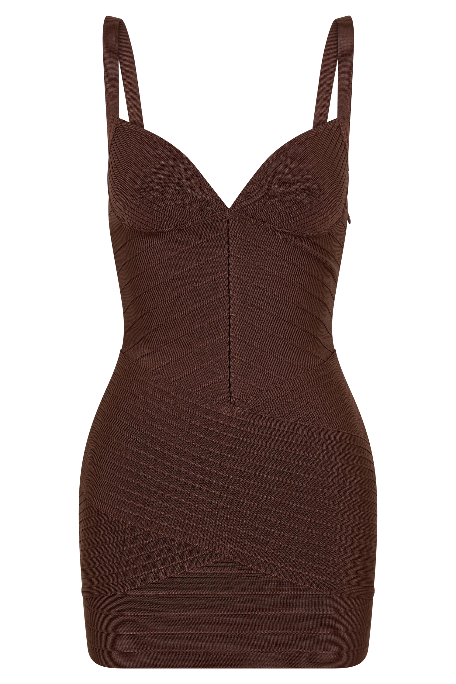 Maison Bandage Knit Mini Dress - Chocolate