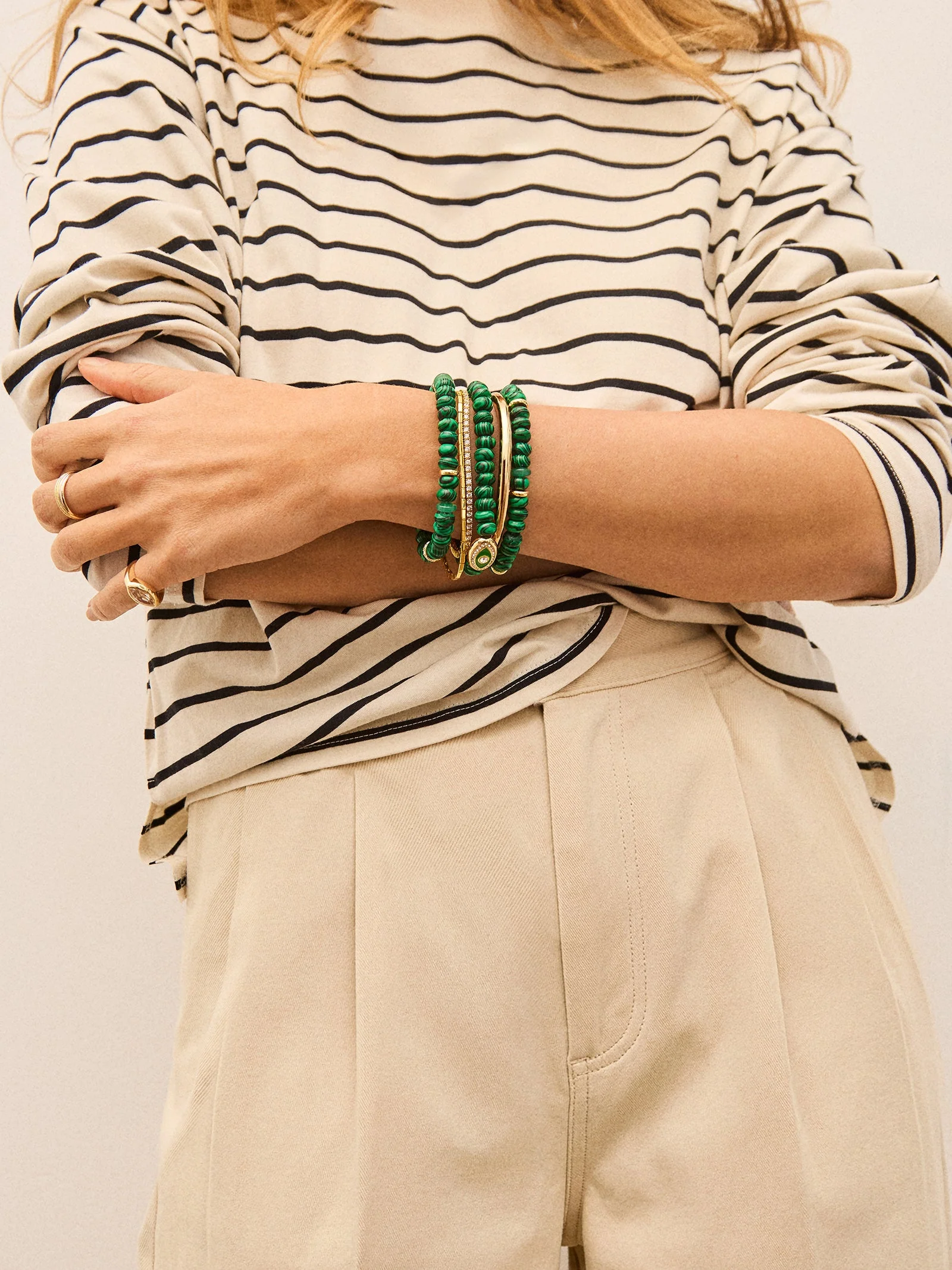 Energy Aligned Evil Eye Bracelet Set - Malachite