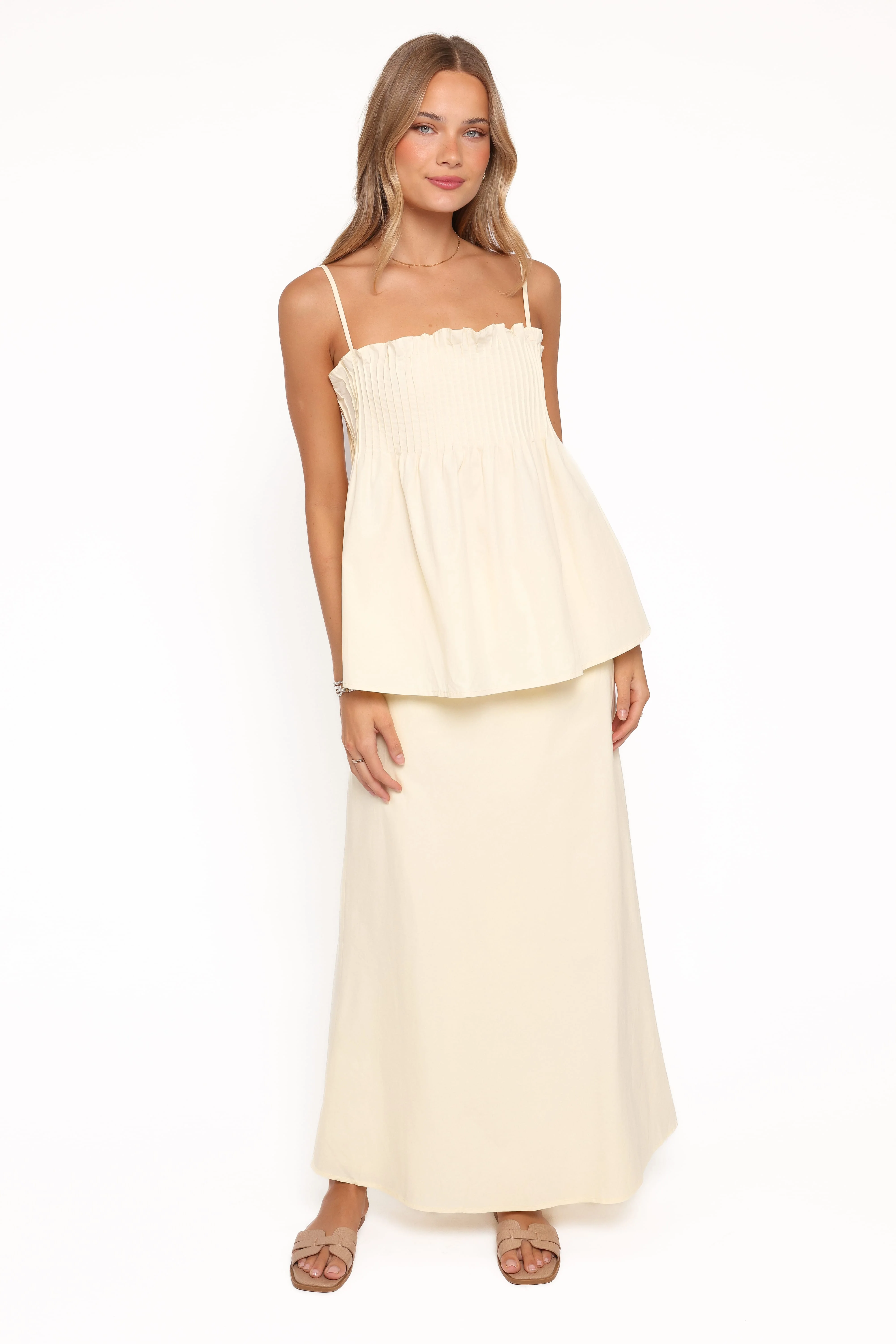 Elena Cotton Maxi Skirt - Butter Yellow