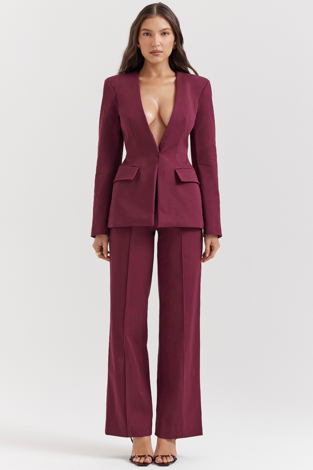 Wine Straight Leg Trousers