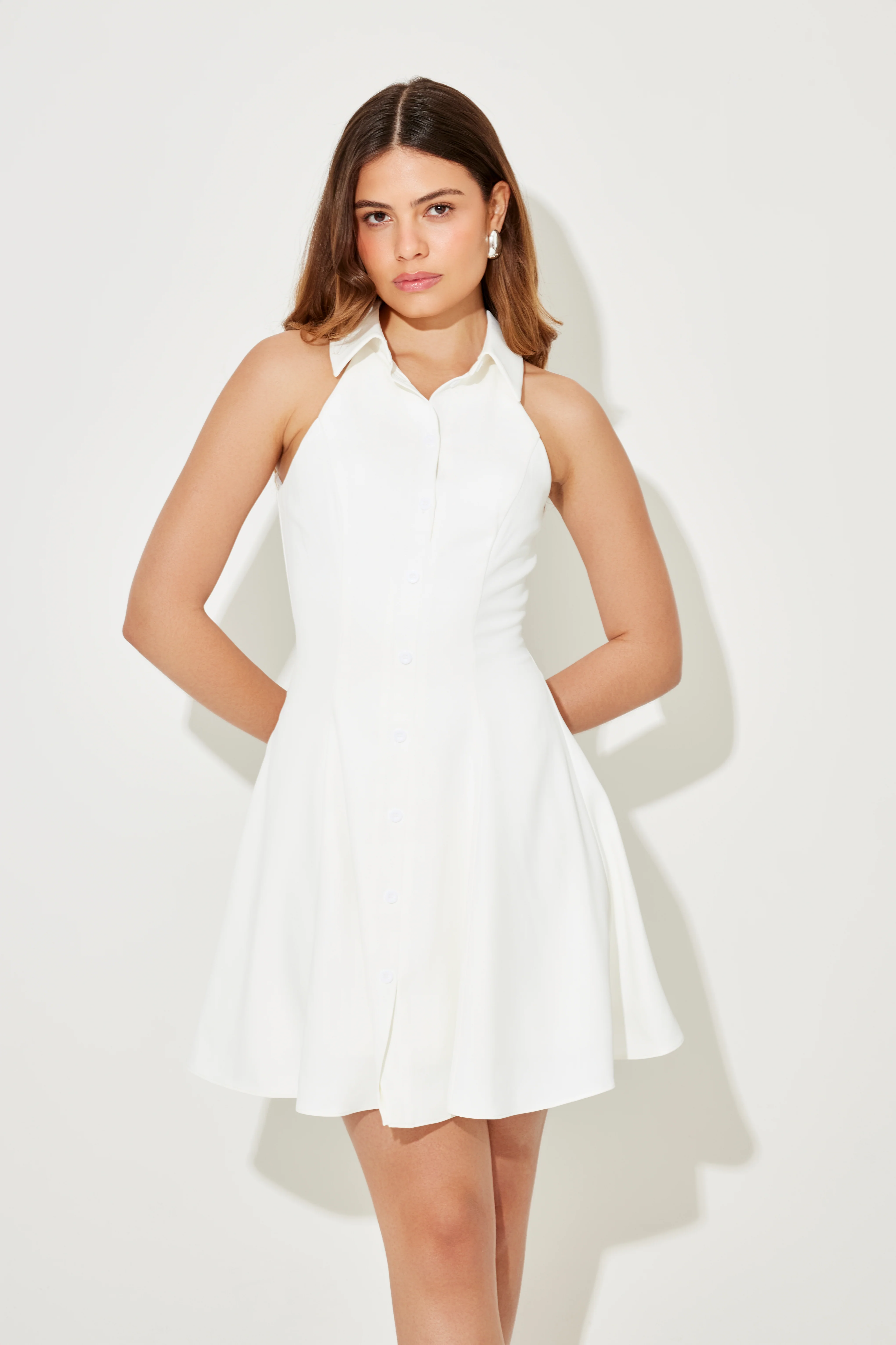 Flowy Collared Mini Dress