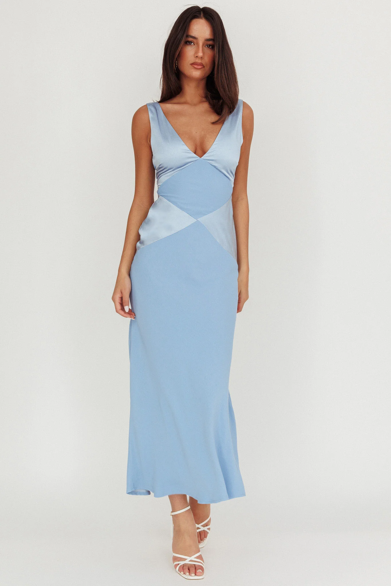 Soul Fire V-Neck Maxi Dress Blue