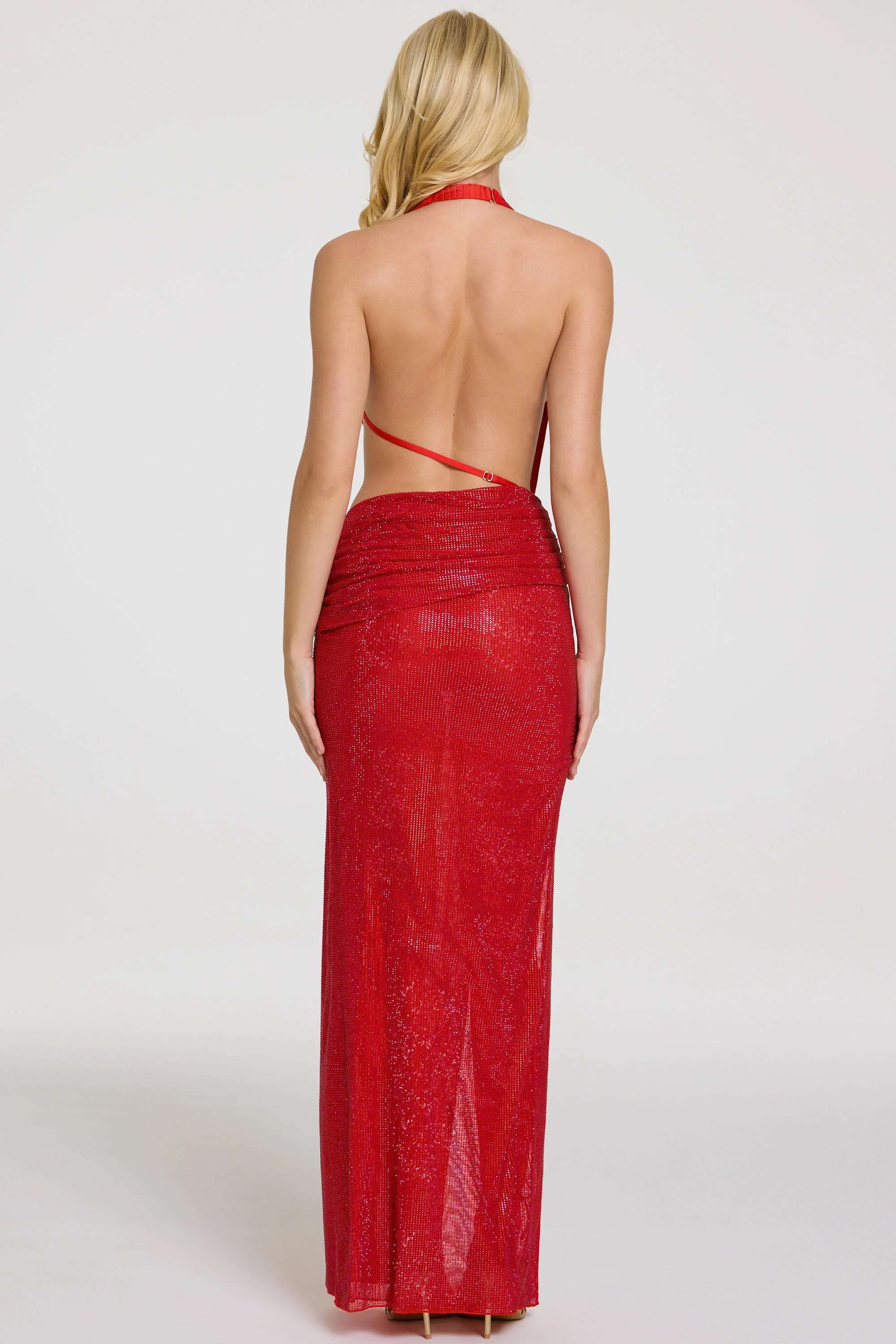 Embellished Maxi Dress in Red