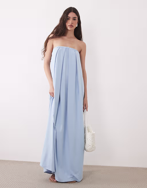 bandeau maxi dress in light blue