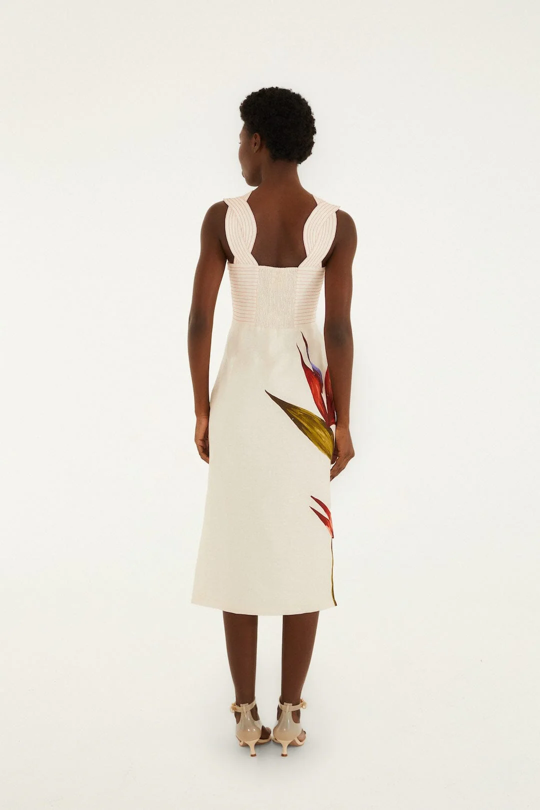Sand Strelitzia Midi Dress