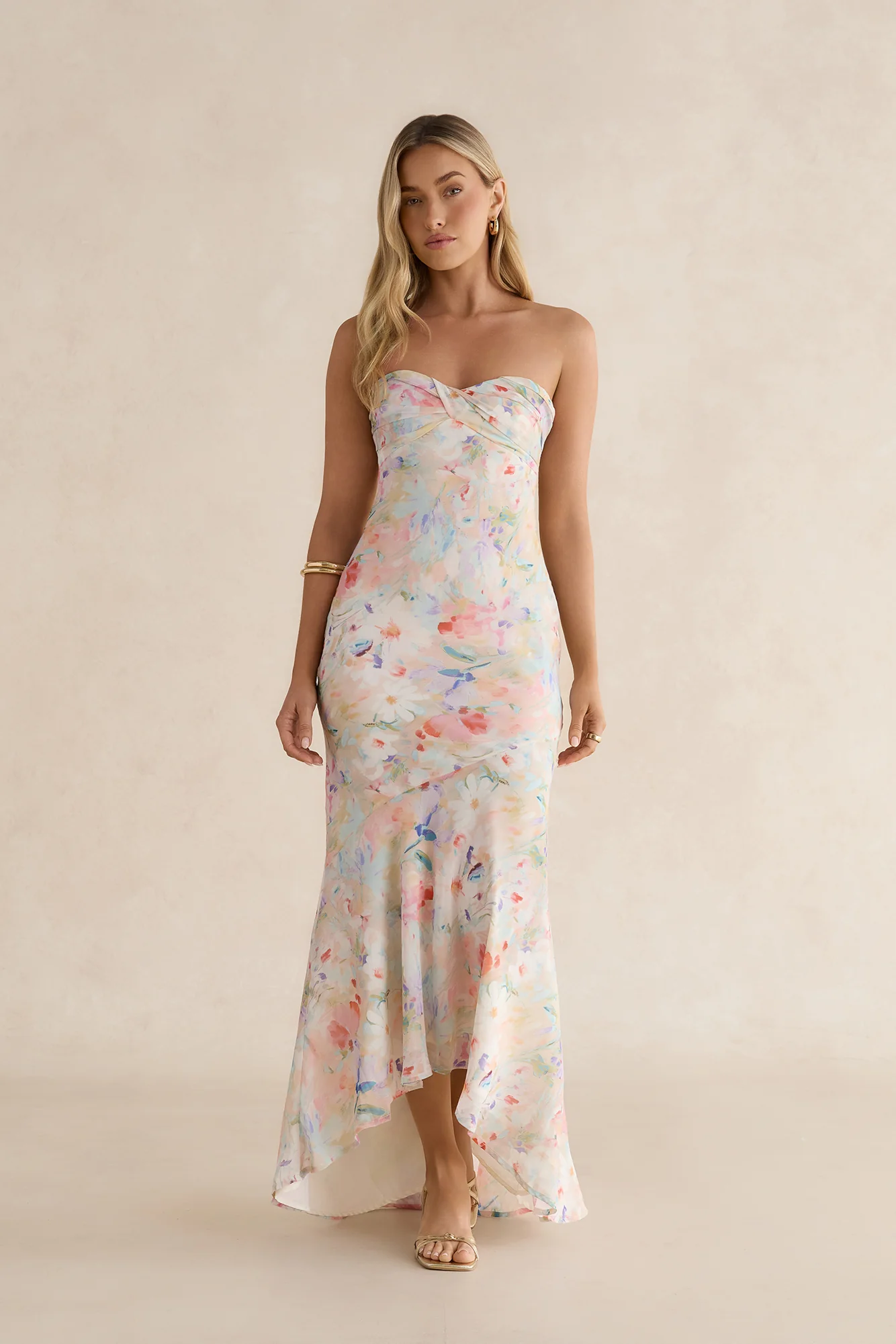 Midday Dreaming Strapless Maxi Dress Pink Multi