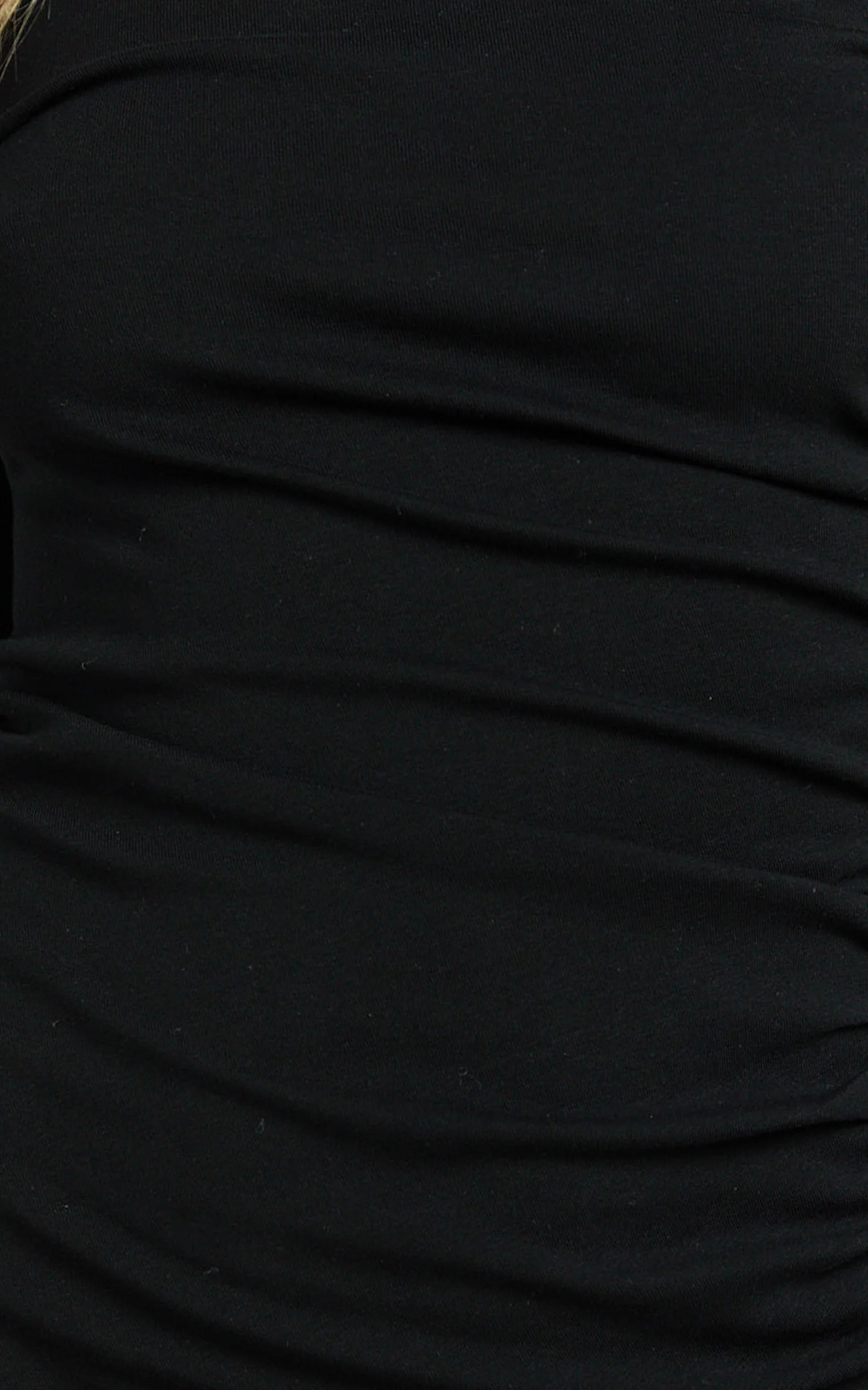 Carla Mini Dress - Rolled High Neck Bodycon Dress in Black