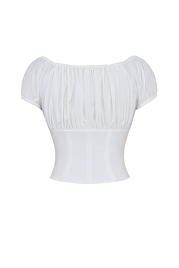 White Gathered Top