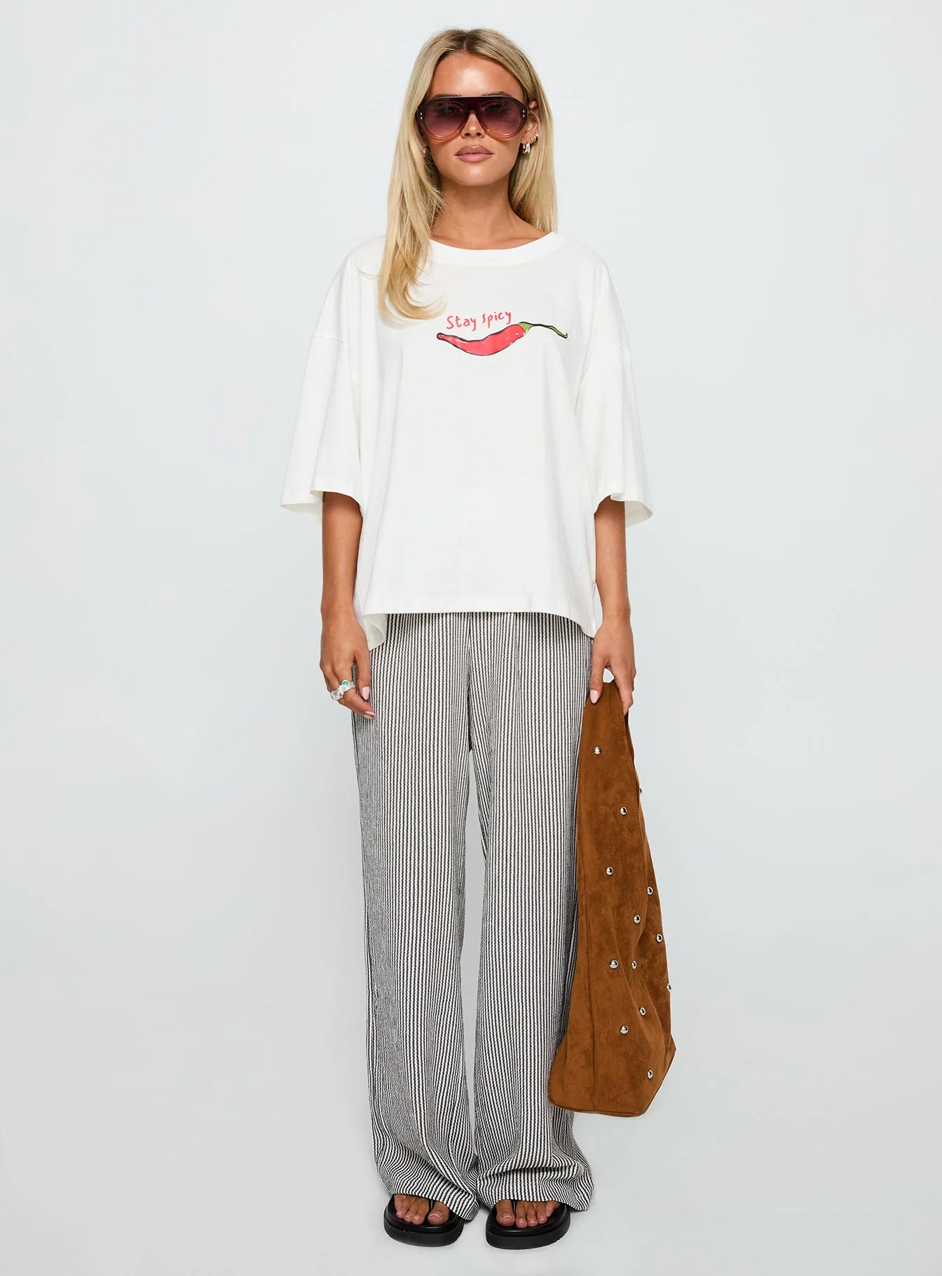 Stay Spicy Graphic Top White