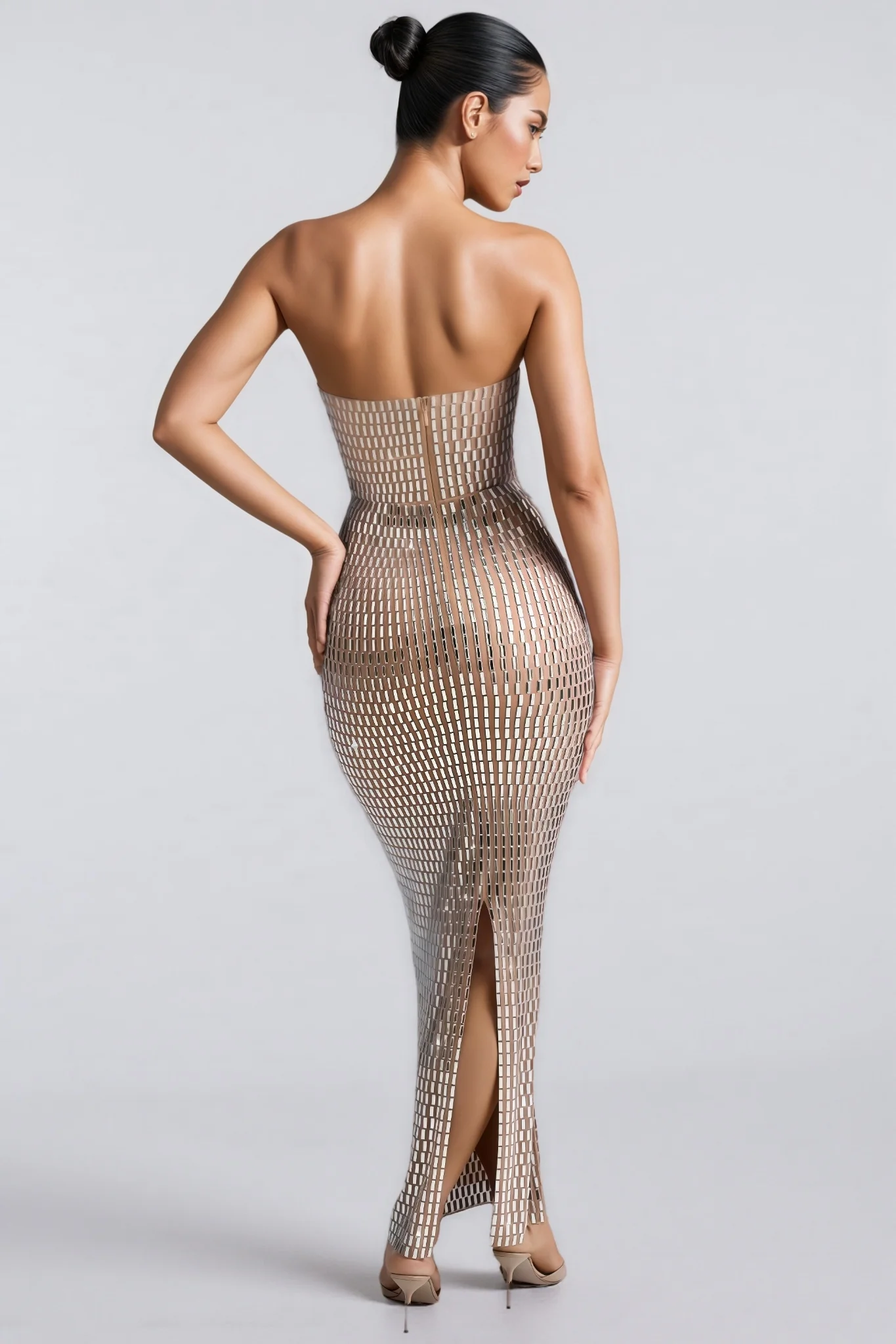 Cary Rhinestone Embellished Sheath Maxi Dress