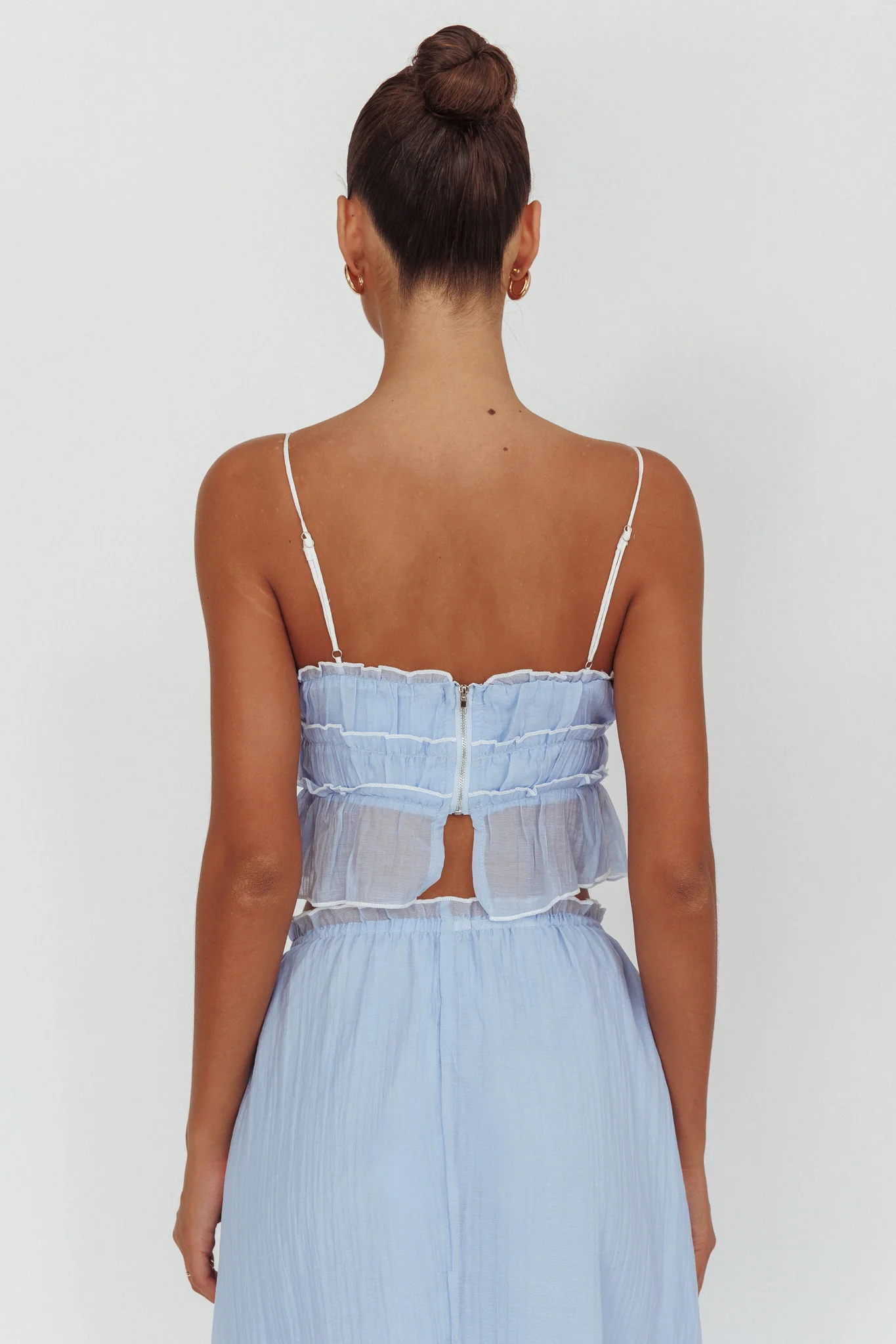 Maidens Tie Detail Overlock Top Cloud Blue