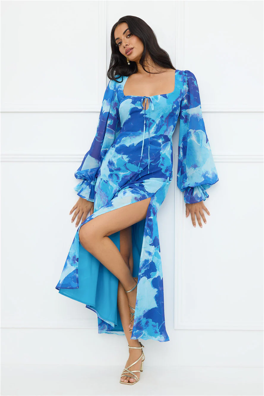 Petal Essence Maxi Dress Blue