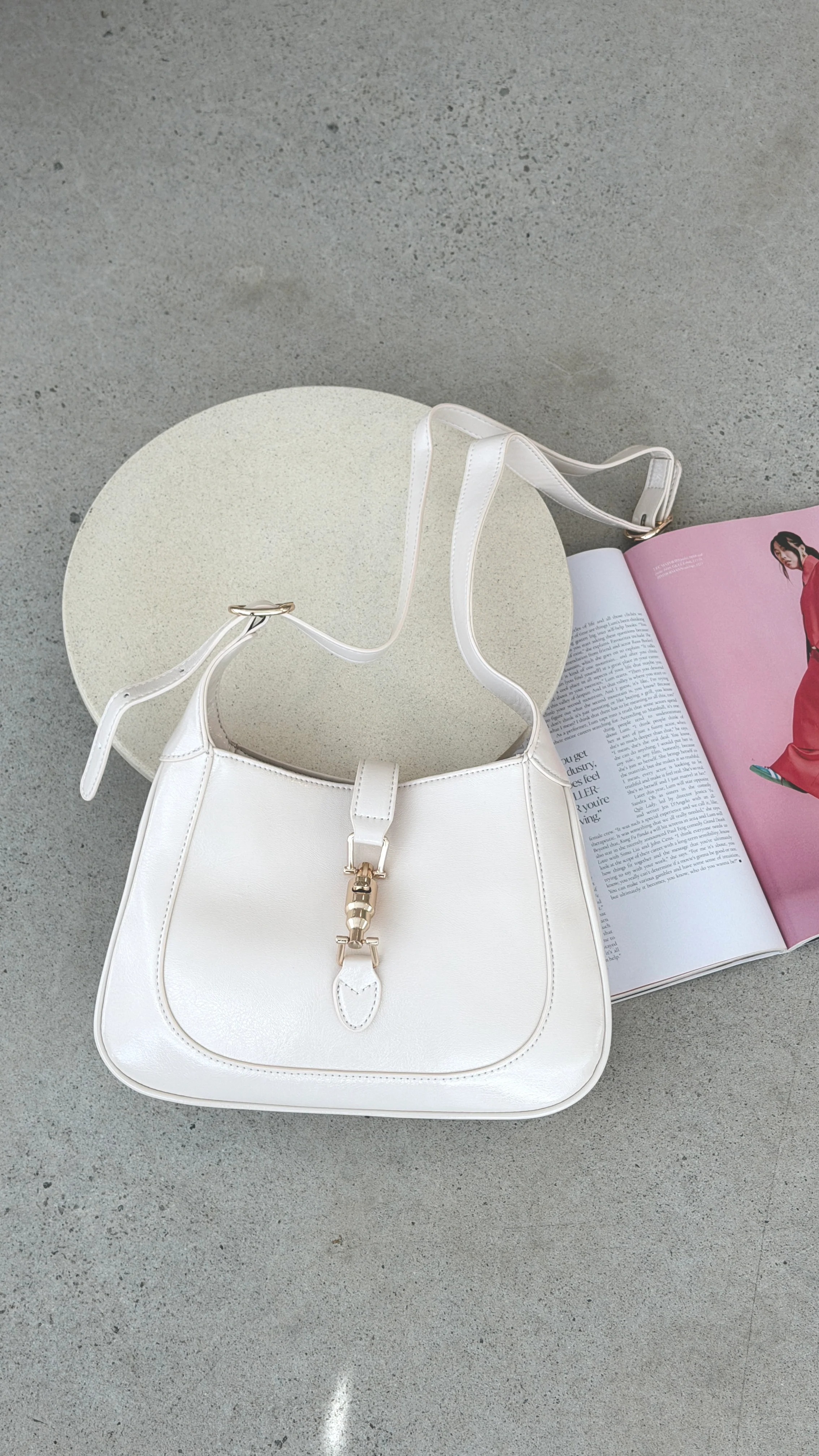 Alix Shoulder Bag - Chalk Crinkle Patent