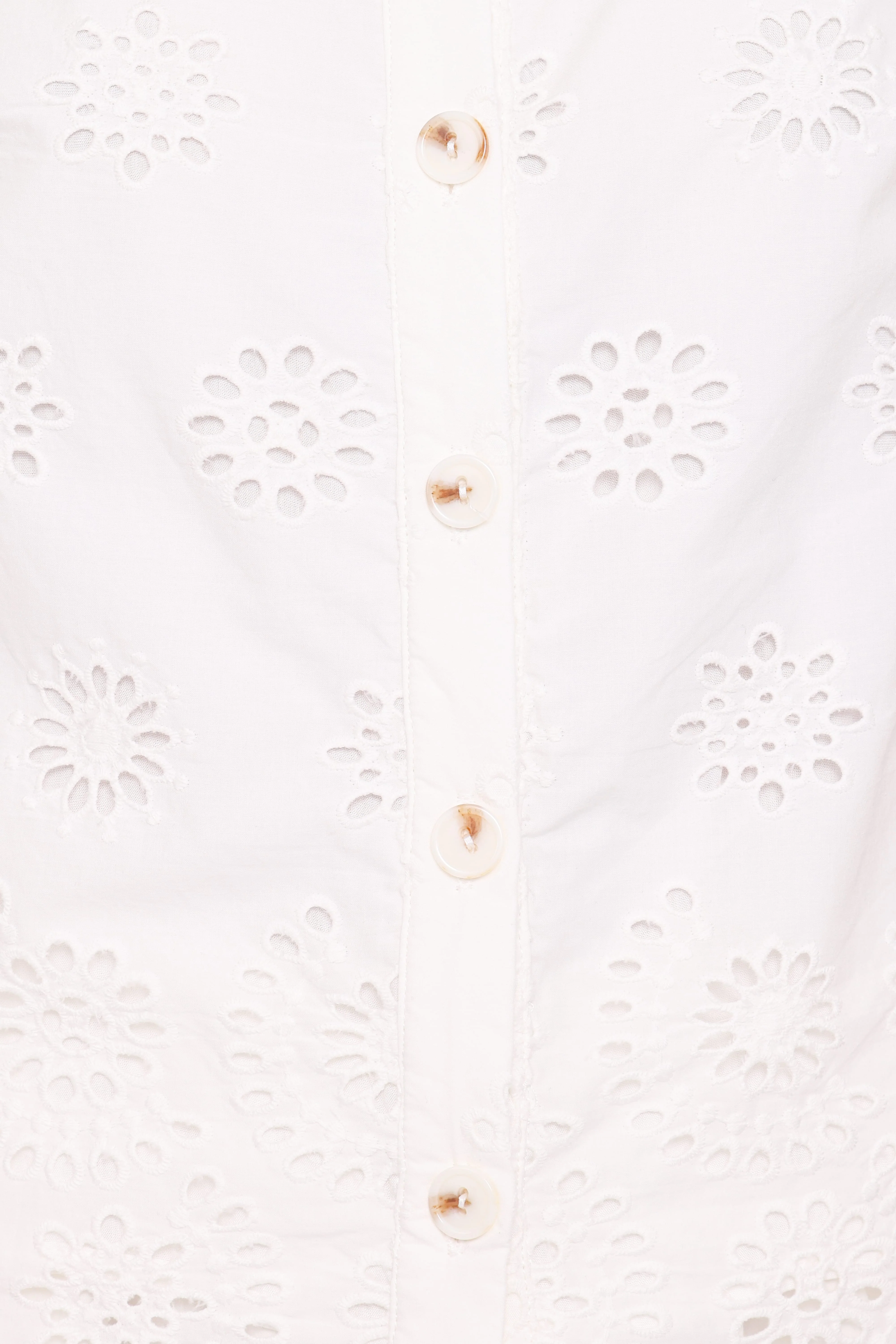 Winny Button Front Top - White Broderie