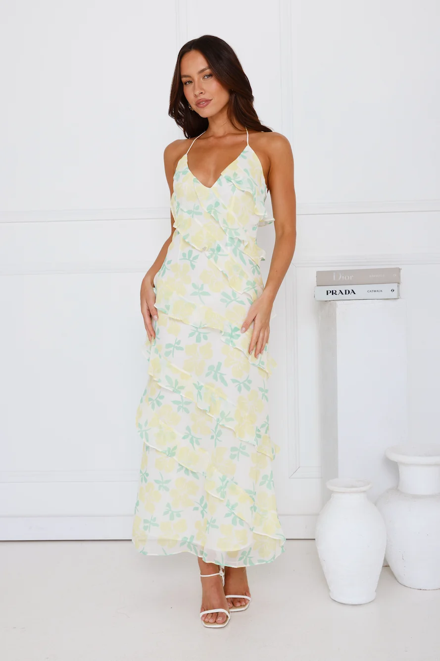 Unique Beauty Halter Maxi Dress Yellow