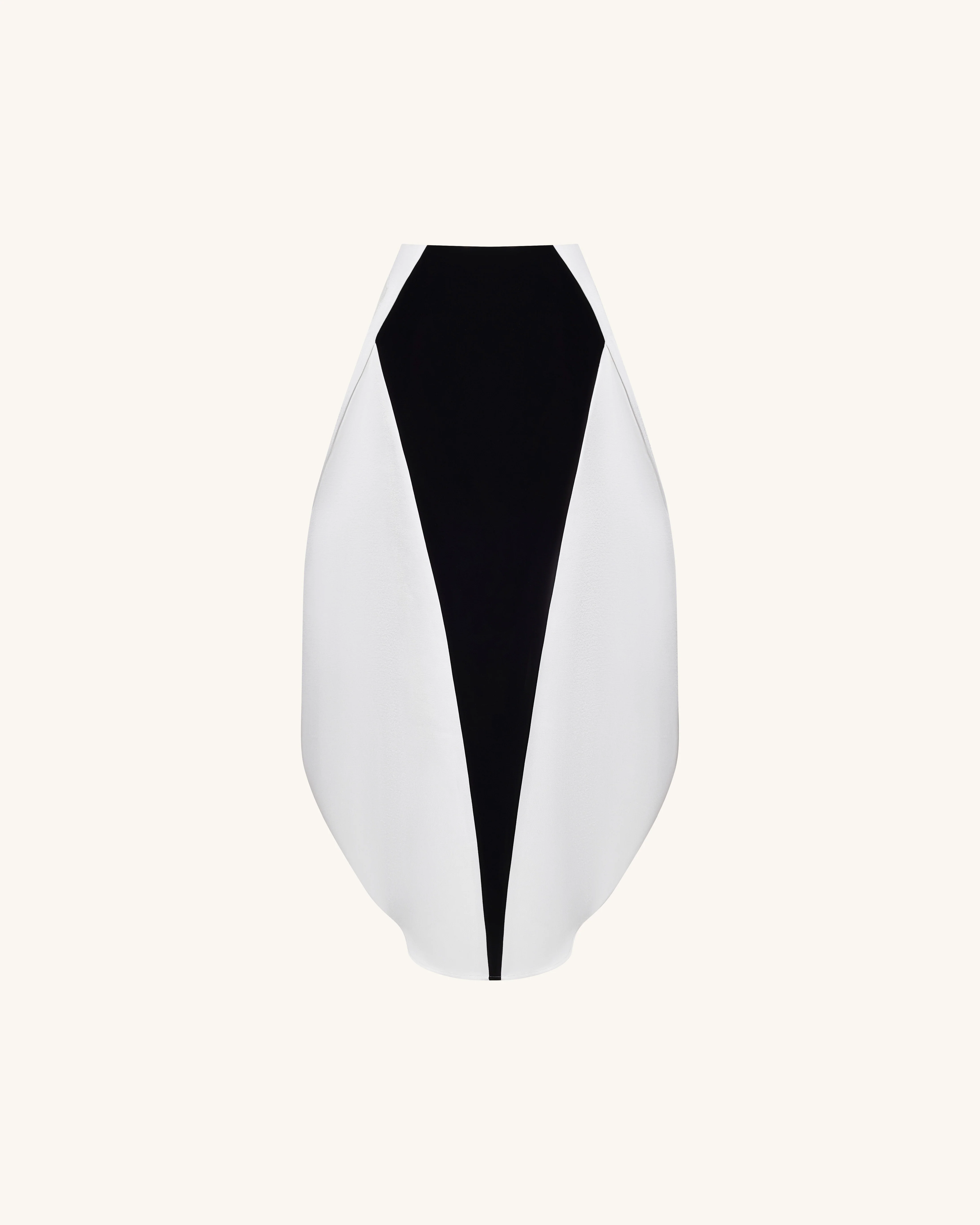 Monochrome Paneled Structured Pannier Maxi Skirt - Black