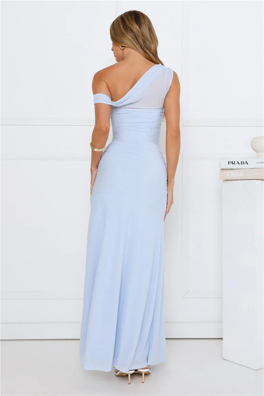Bloom Baby Off Shoulder Maxi Dress Blue - luluinthesky