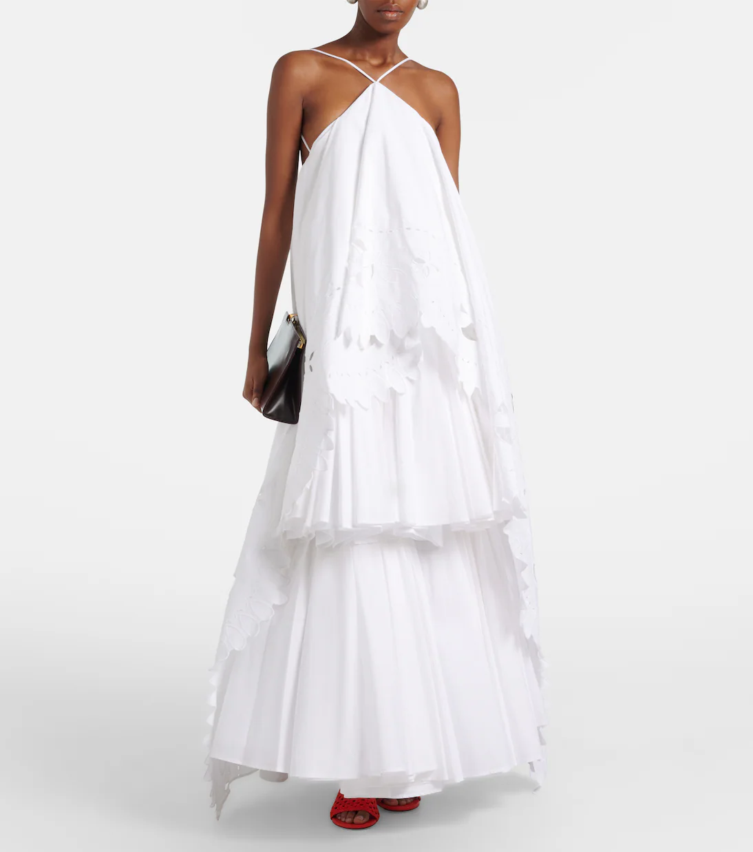 Jacquemus Provençale tiered cotton poplin gown