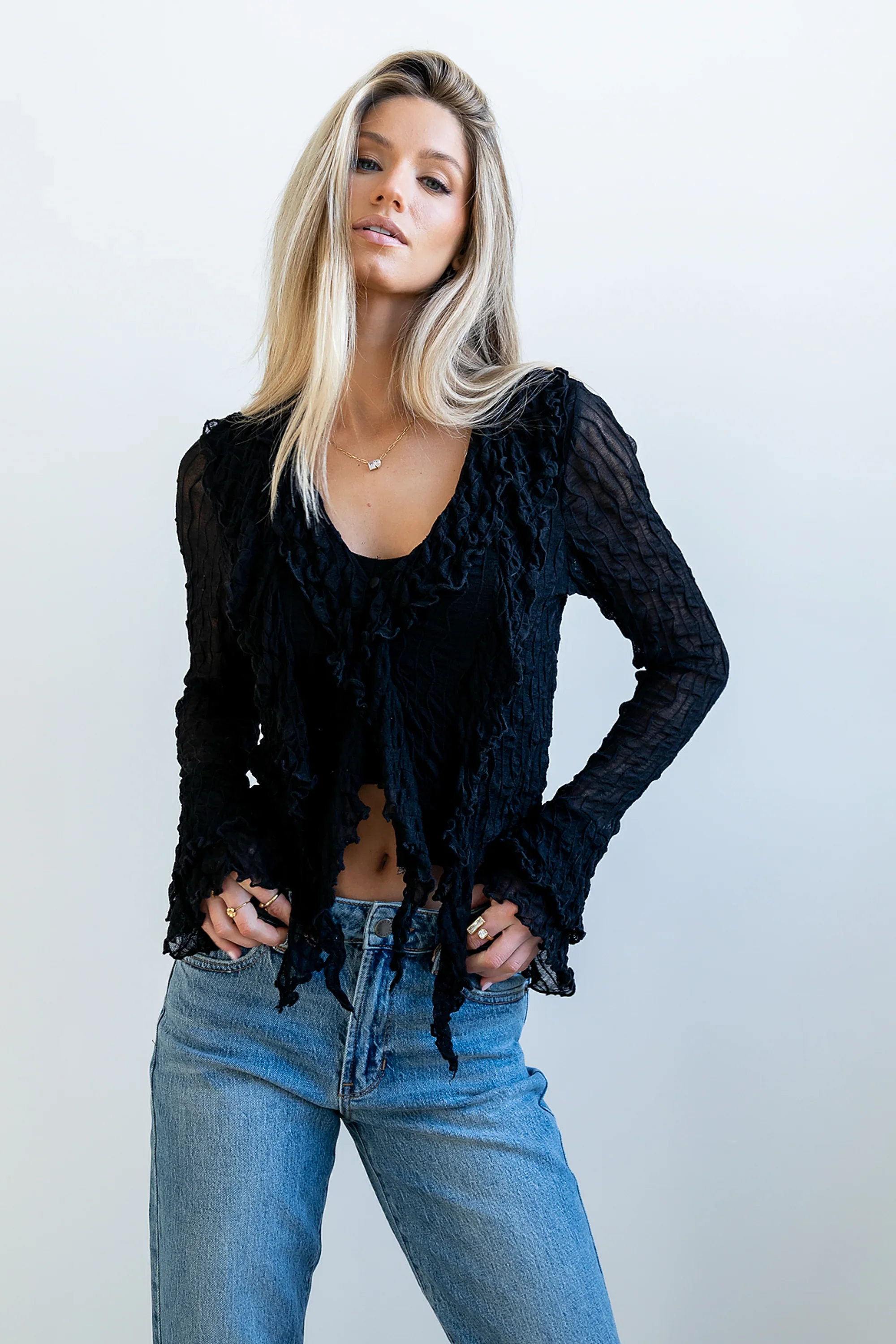 Joy Ruffle Top in Black