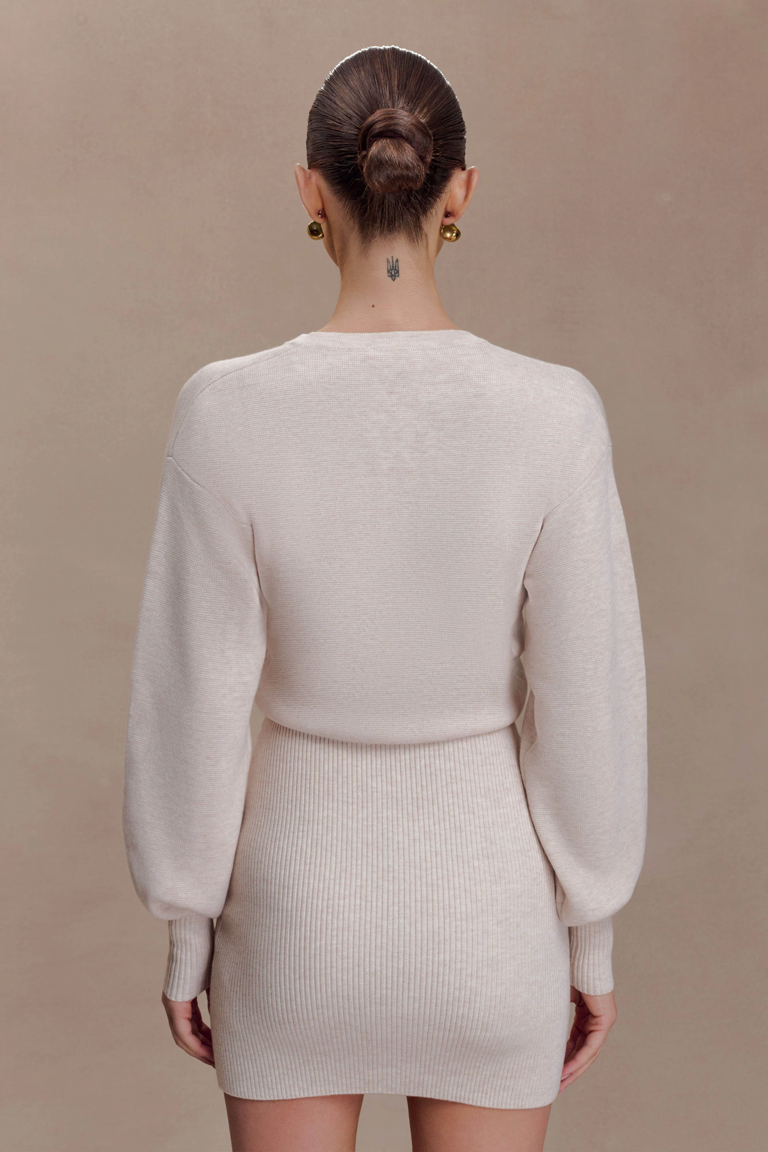 Xaden Wool Mix Knit Mini Dress - Oat Marle