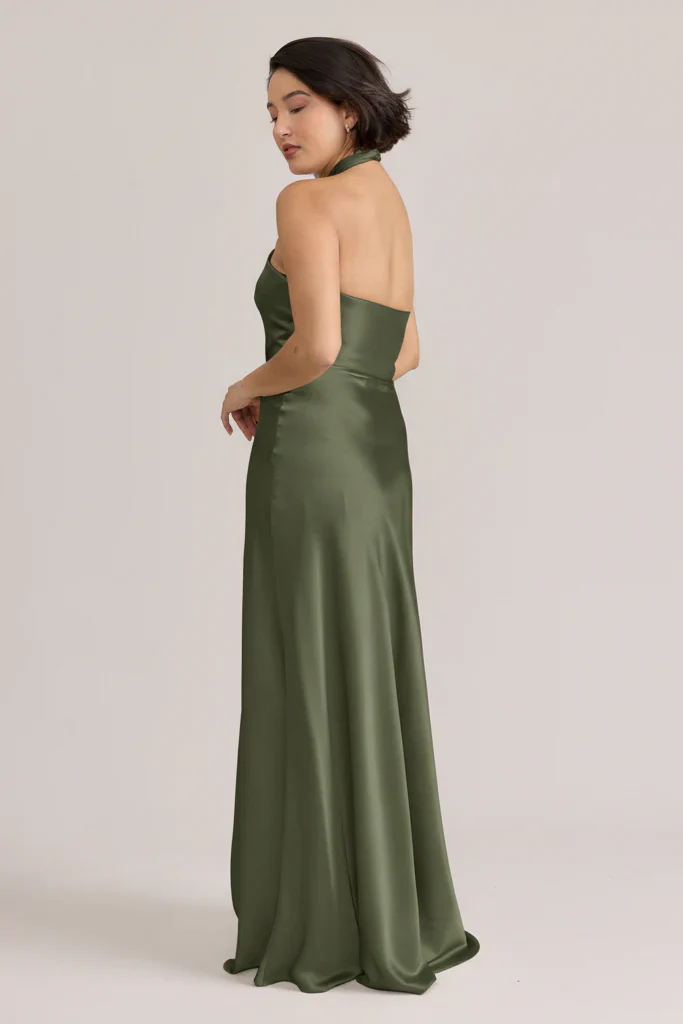 Ellapink Satin Dress | Ready To Ship | Deep Olive